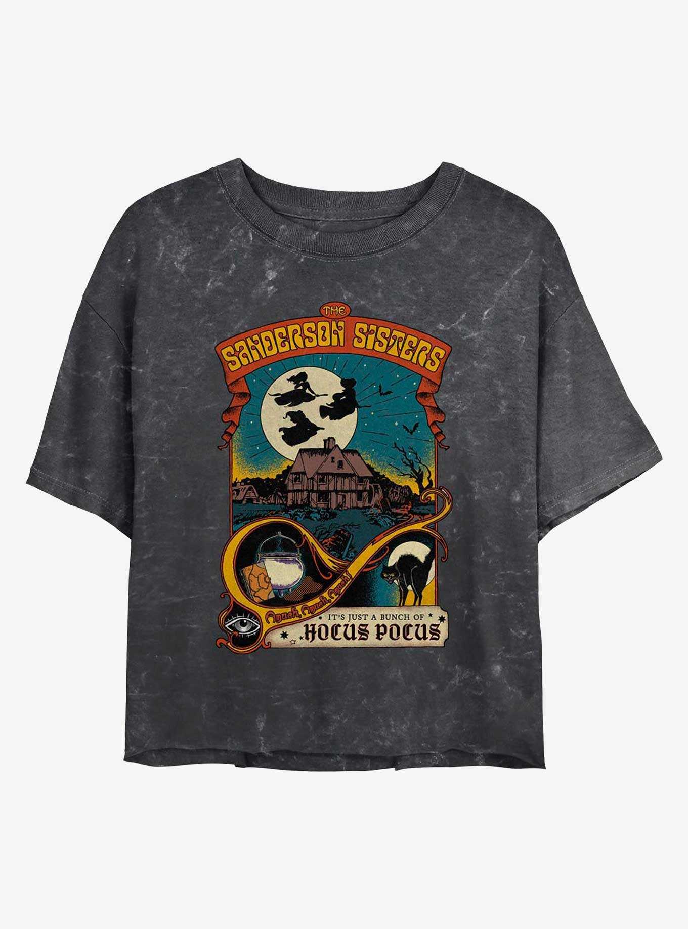 Disney Hocus Pocus Night Time Fly Poster Mineral Wash Womens Crop T-Shirt, , hi-res