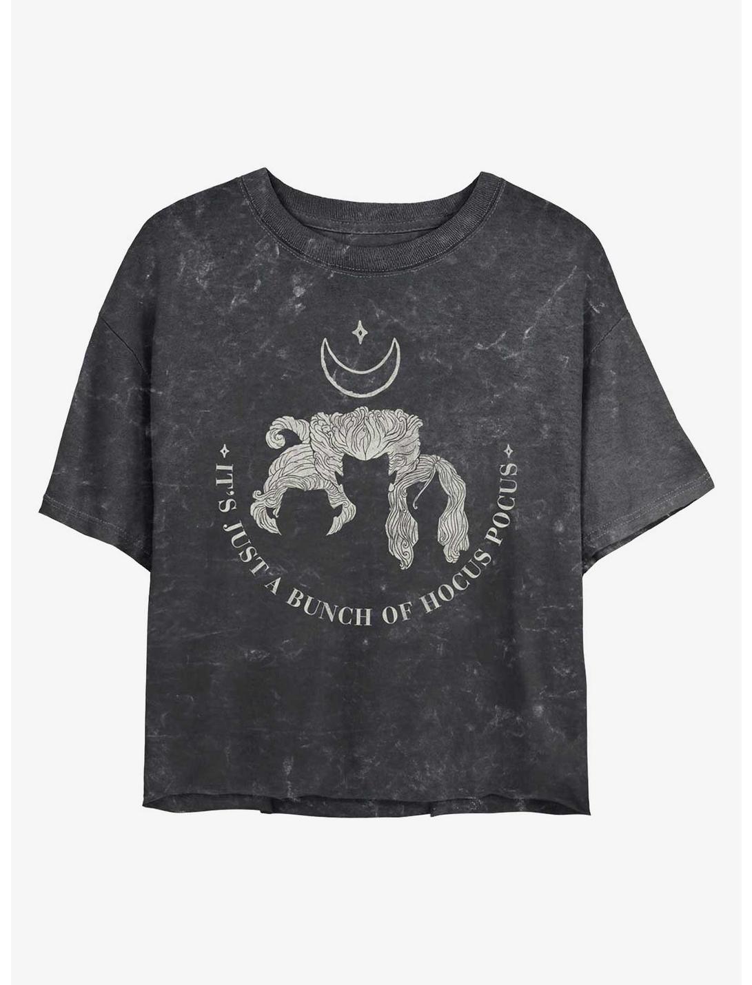 Disney Hocus Pocus Sanderson Hair Mineral Wash Womens Crop T-Shirt, BLACK, hi-res