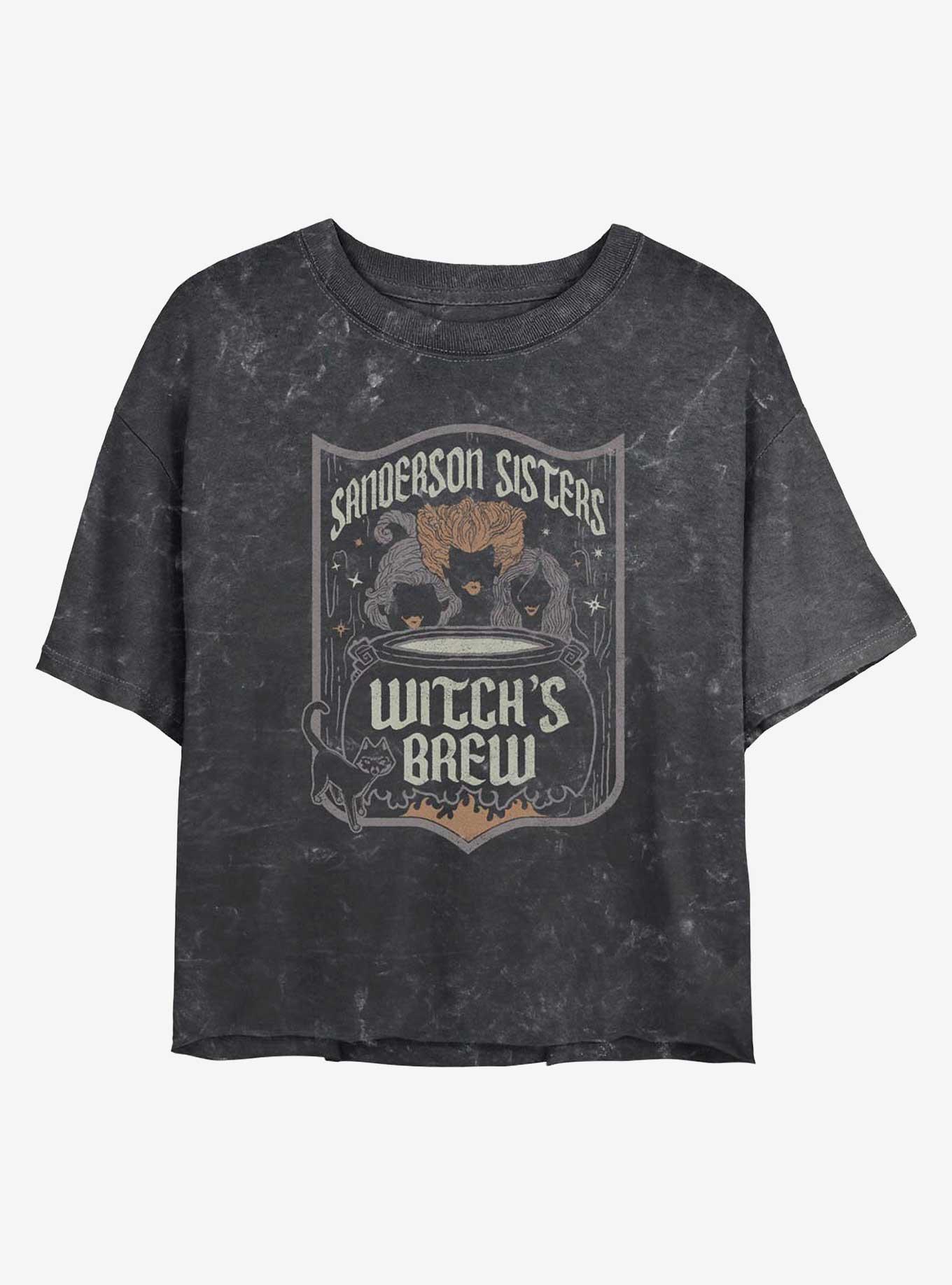 Disney Hocus Pocus Witch's Brew Mineral Wash Womens Crop T-Shirt, BLACK, hi-res