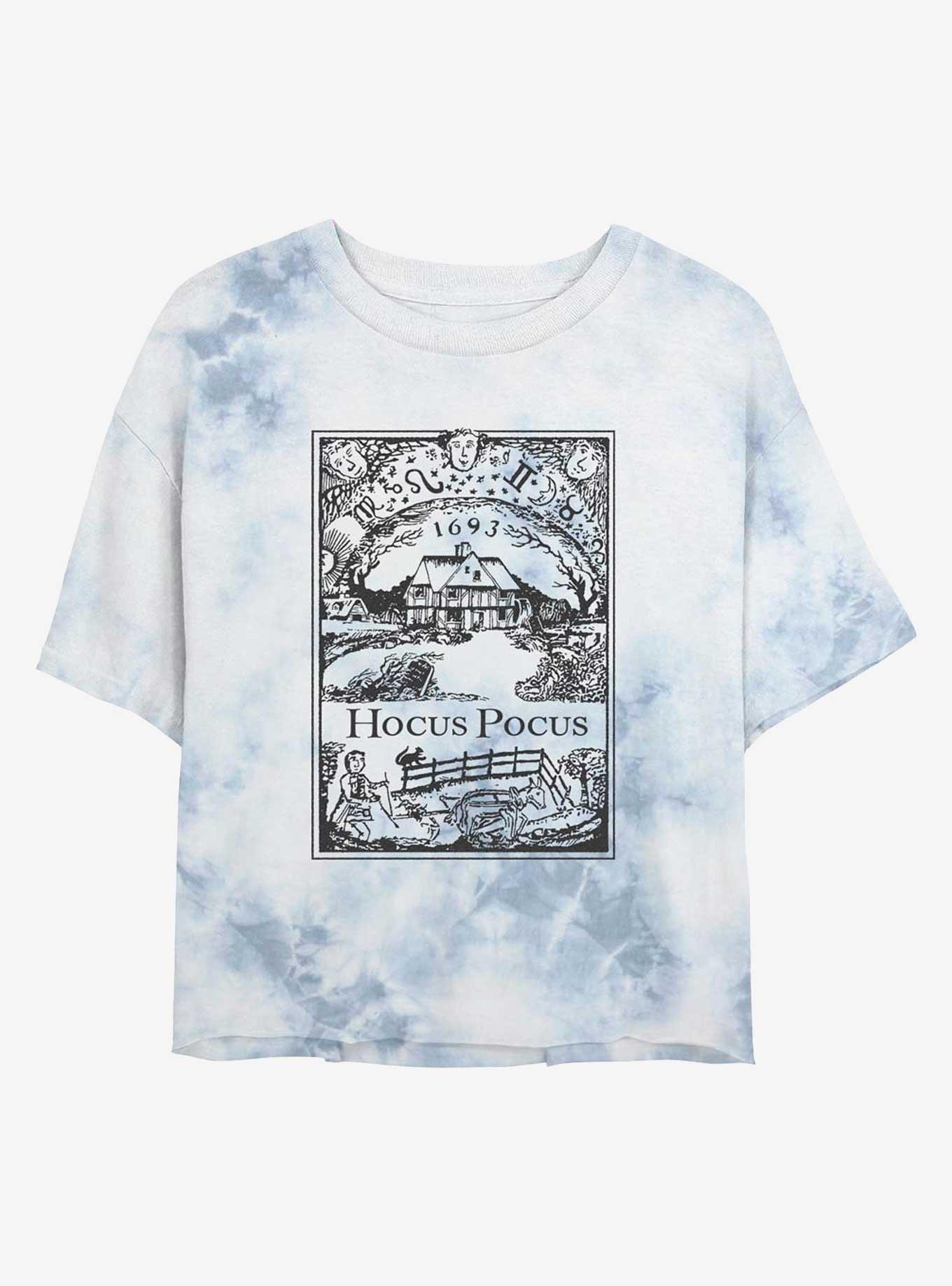 Disney Hocus Pocus Sanderson House Vintage Poster Tie-Dye Womens Crop T-Shirt, WHITEBLUE, hi-res