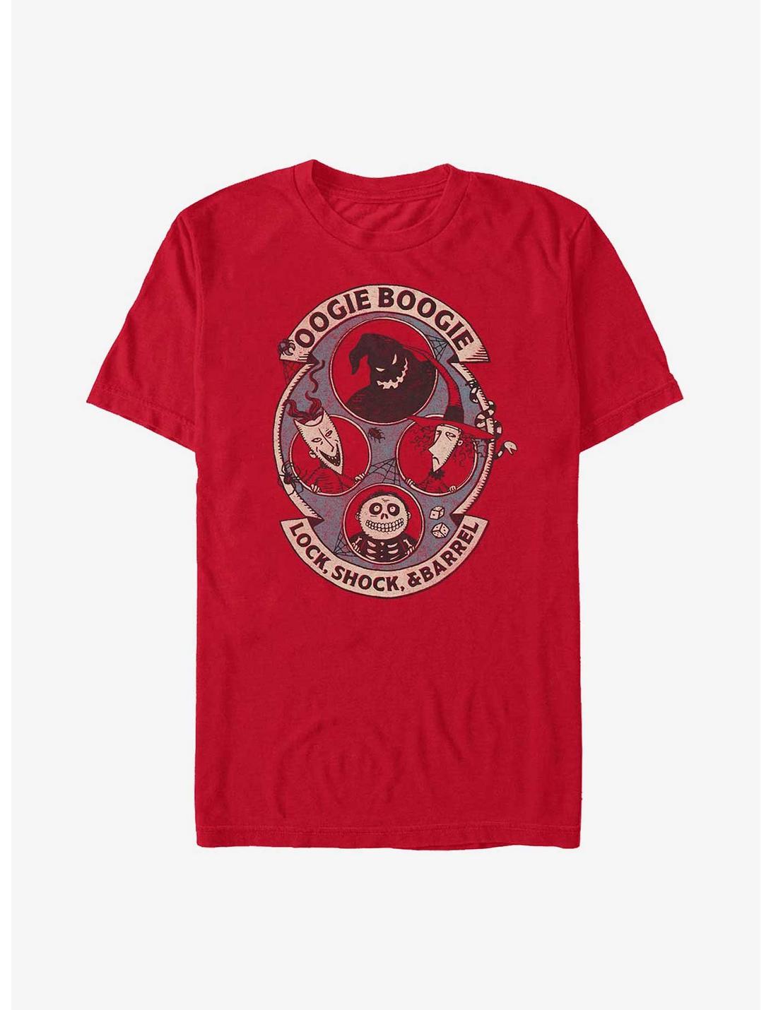 Disney The Nightmare Before Christmas Oogie Boogie and Lock, Shock, & Barrel T-Shirt, RED, hi-res