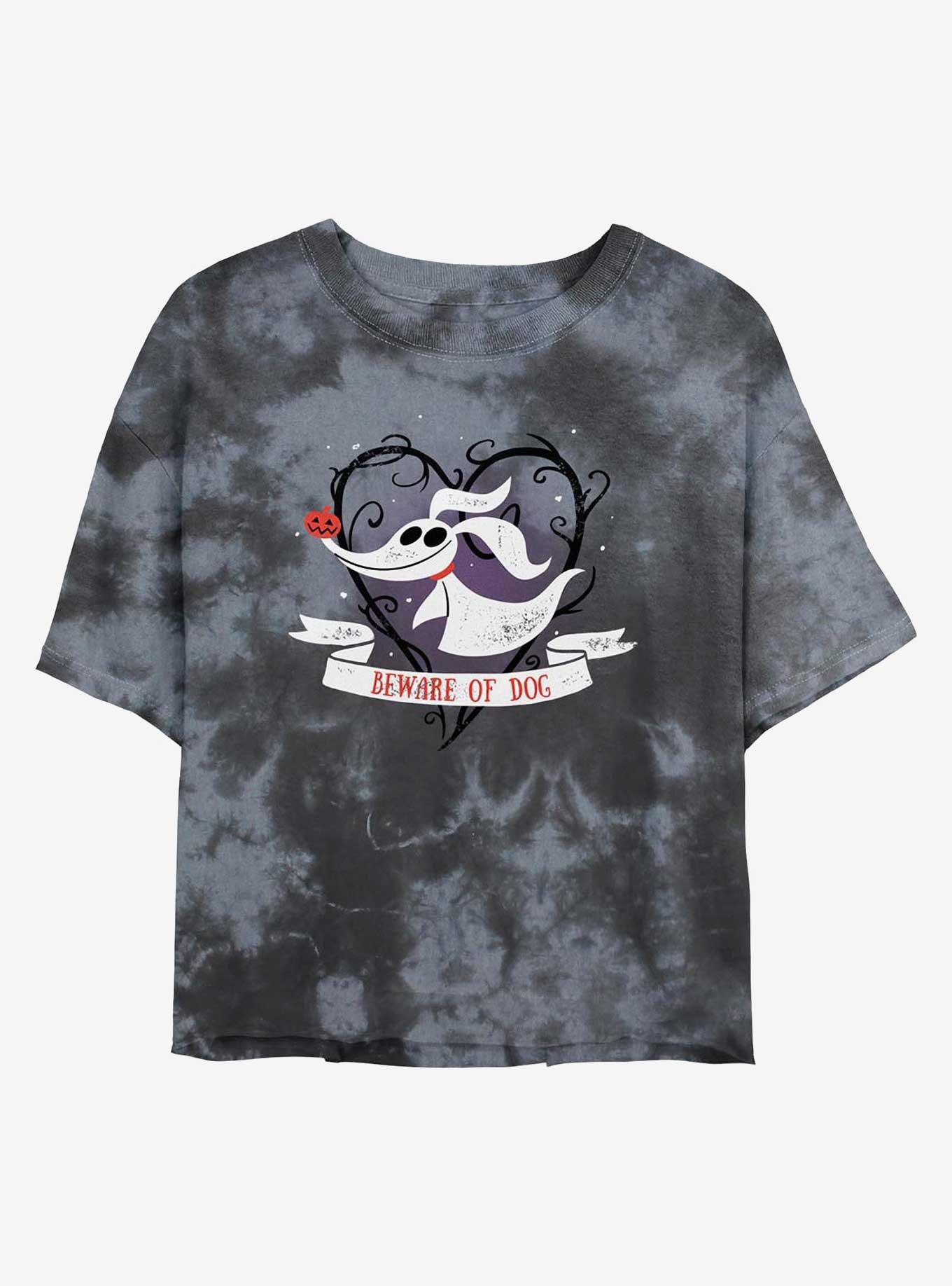 Disney The Nightmare Before Christmas Beware of Dog Zero Tie-Dye Womens Crop T-Shirt, BLKCHAR, hi-res