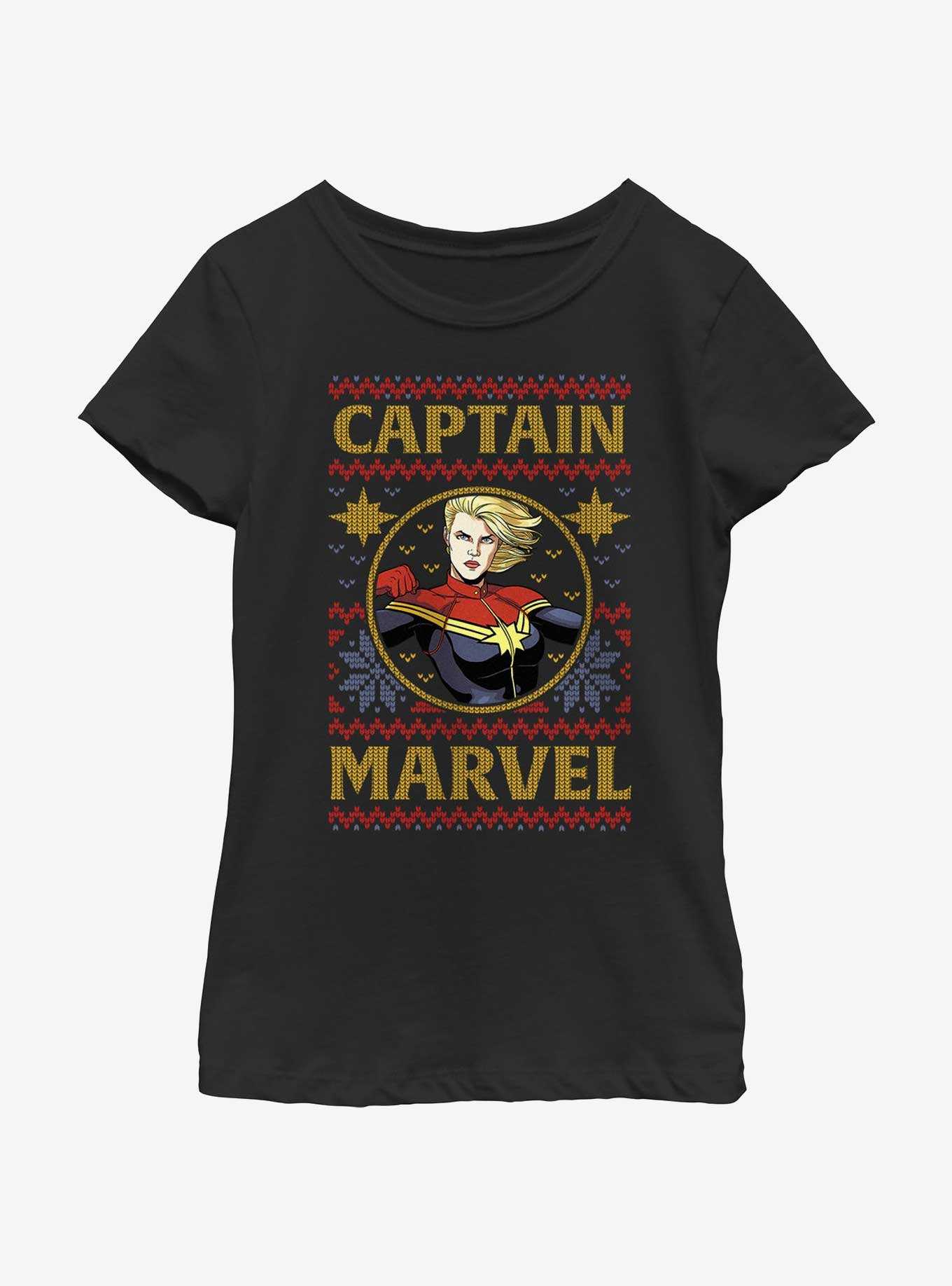Marvel Captain Marvel Ugly Christmas Youth Girls T-Shirt, , hi-res