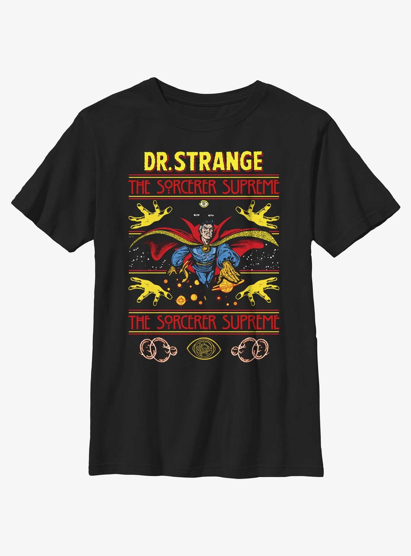 Marvel Doctor Strange Sorcerer Supreme Ugly Christmas Youth T-Shirt, BLACK, hi-res