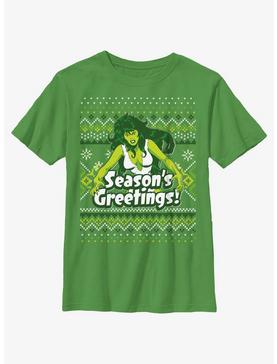 Marvel She-Hulk Season's Greetings Ugly Christmas Youth T-Shirt, , hi-res