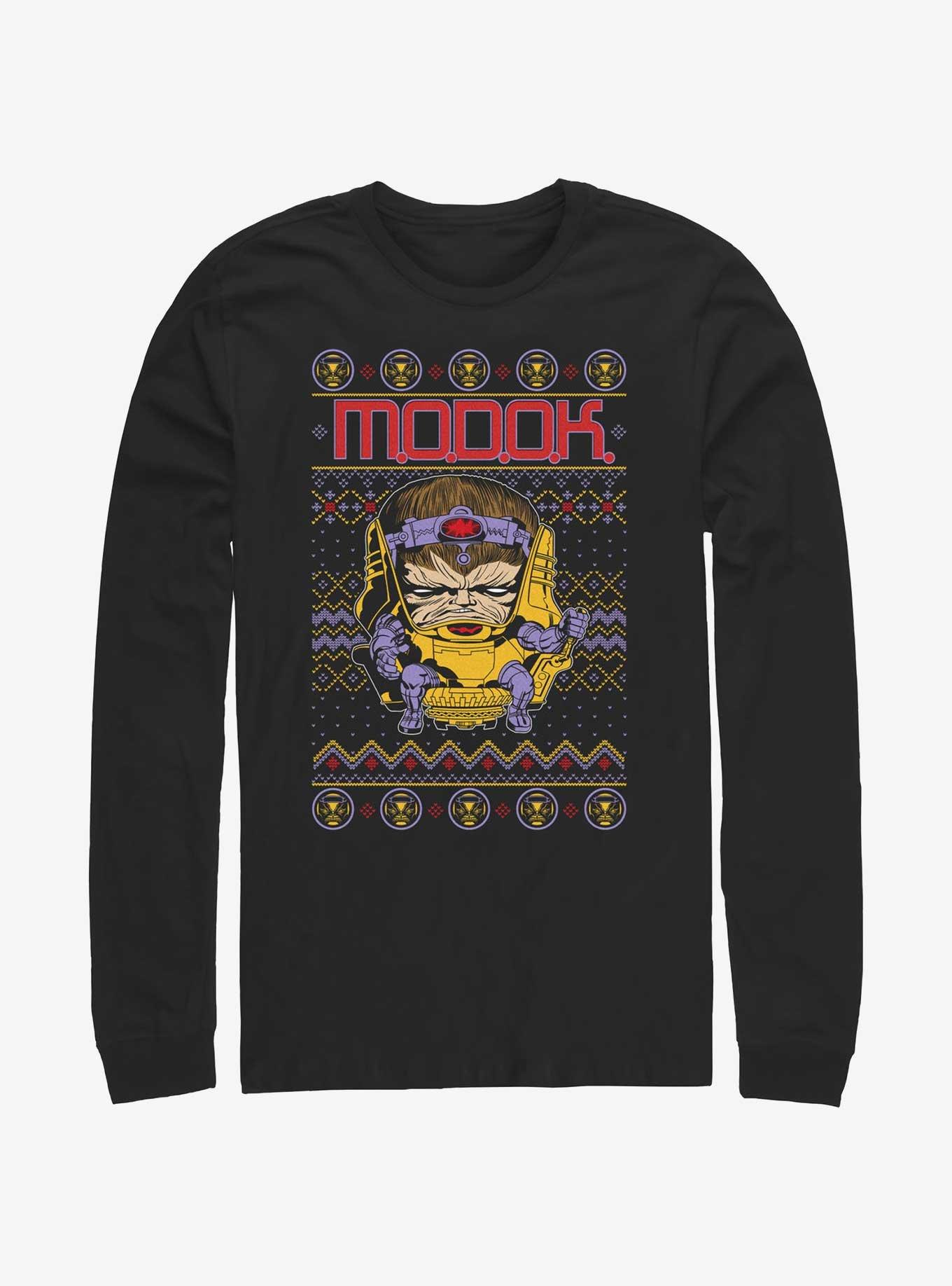 Marvel Modok Ugly Christmas Long-Sleeve T-Shirt, BLACK, hi-res