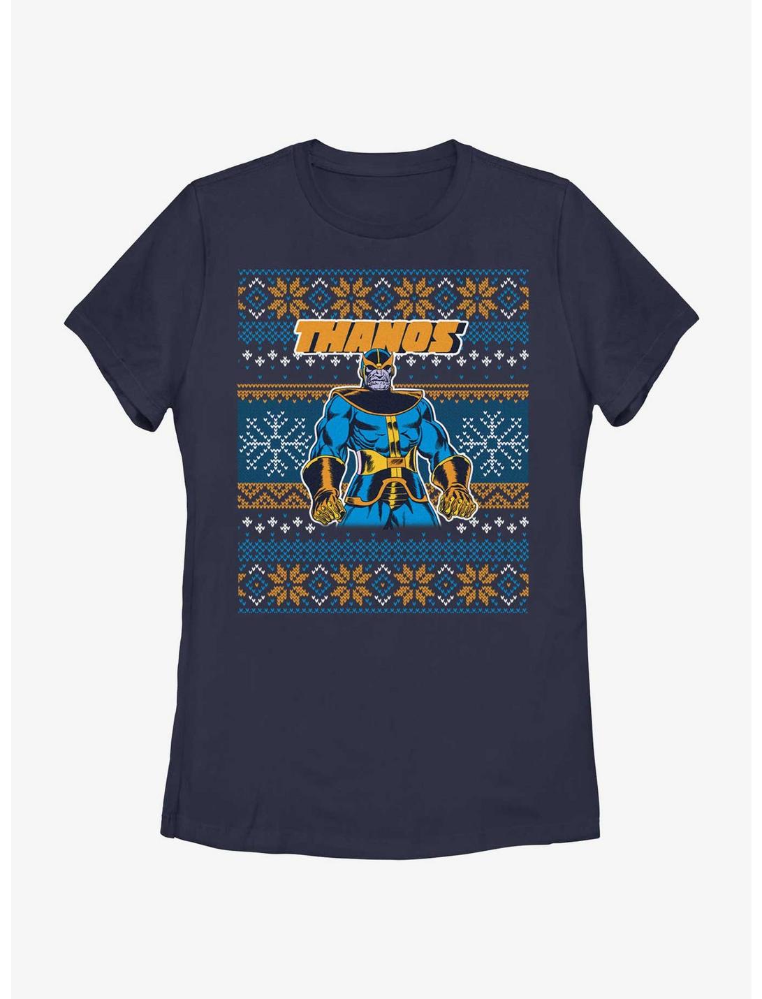 Marvel Thanos Ugly Christmas Womens T-Shirt, NAVY, hi-res