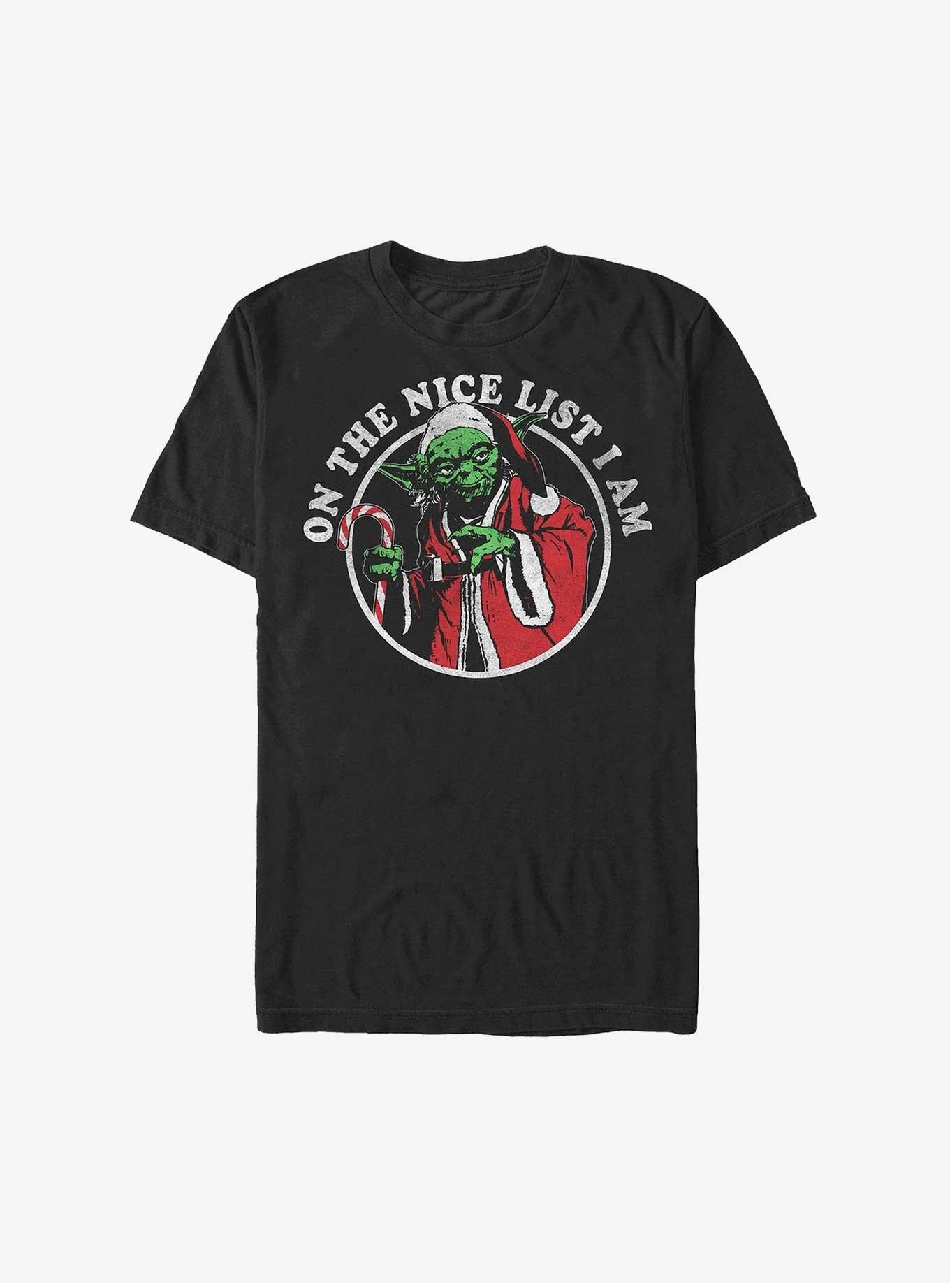 Star Wars Yoda On The Nice List T-Shirt, BLACK, hi-res