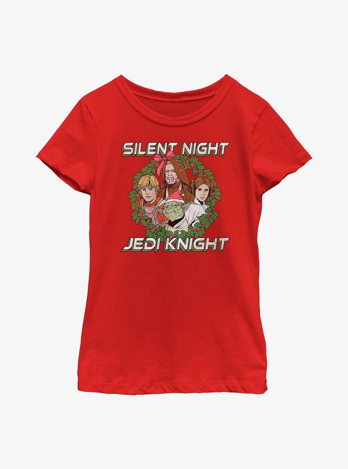 Star Wars Silent Night Jedi Knight Wreath Youth Girls T-Shirt, , hi-res