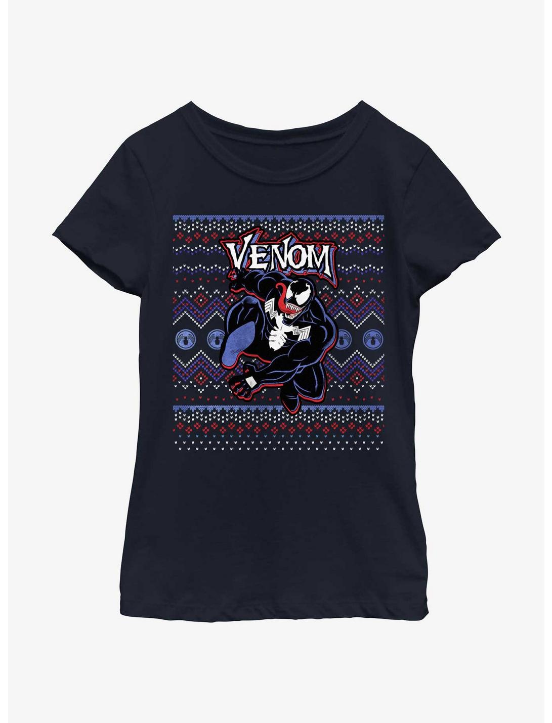 Marvel Venom Venomous Ugly Christmas Youth Girls T-Shirt, BLACK, hi-res