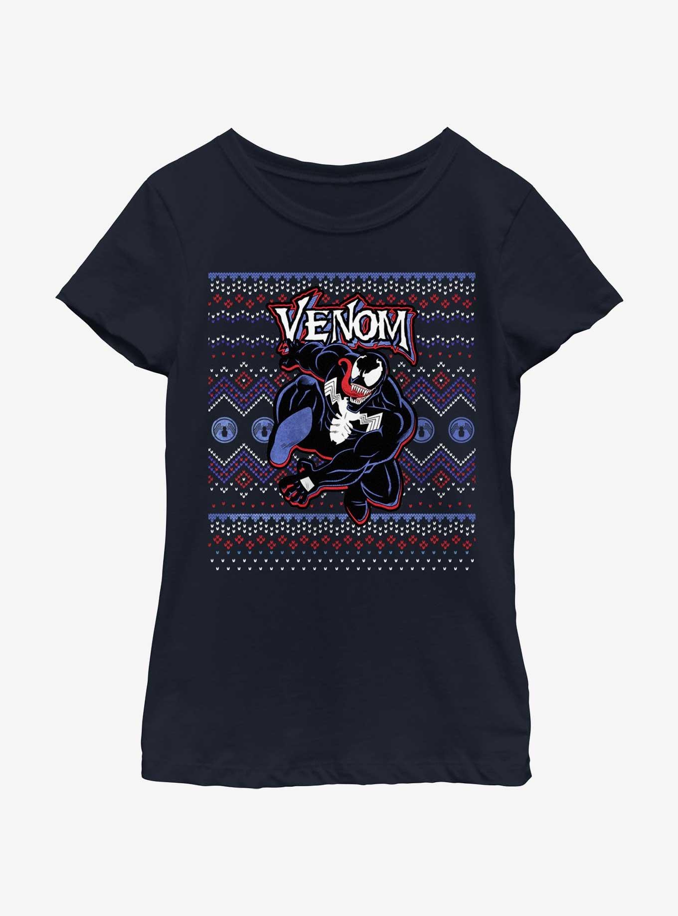 Marvel Venom Venomous Ugly Christmas Youth Girls T-Shirt, BLACK, hi-res