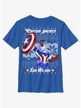 Marvel Captain America Sam Wilson Ugly Christmas Youth T-Shirt, ROYAL, hi-res