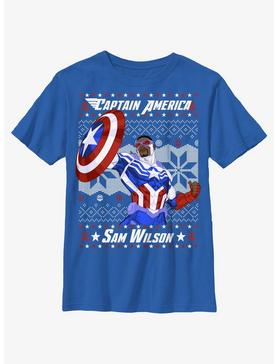 Marvel Captain America Sam Wilson Ugly Christmas Youth T-Shirt, , hi-res