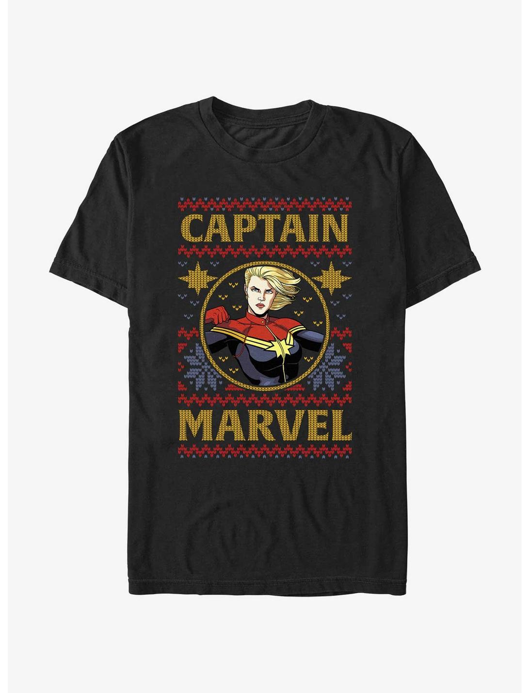 Marvel Captain Marvel Ugly Christmas T-Shirt, BLACK, hi-res
