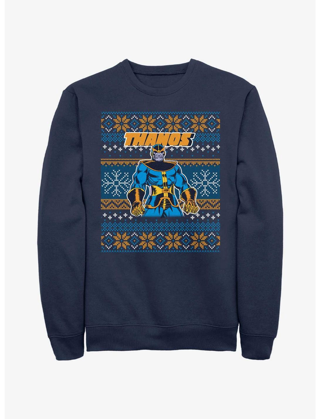 Marvel Thanos Ugly Christmas Sweatshirt, NAVY, hi-res