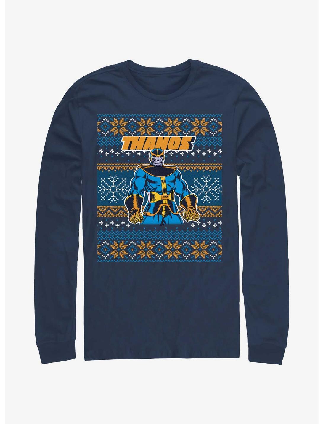 Marvel Thanos Ugly Christmas Long-Sleeve T-Shirt, NAVY, hi-res