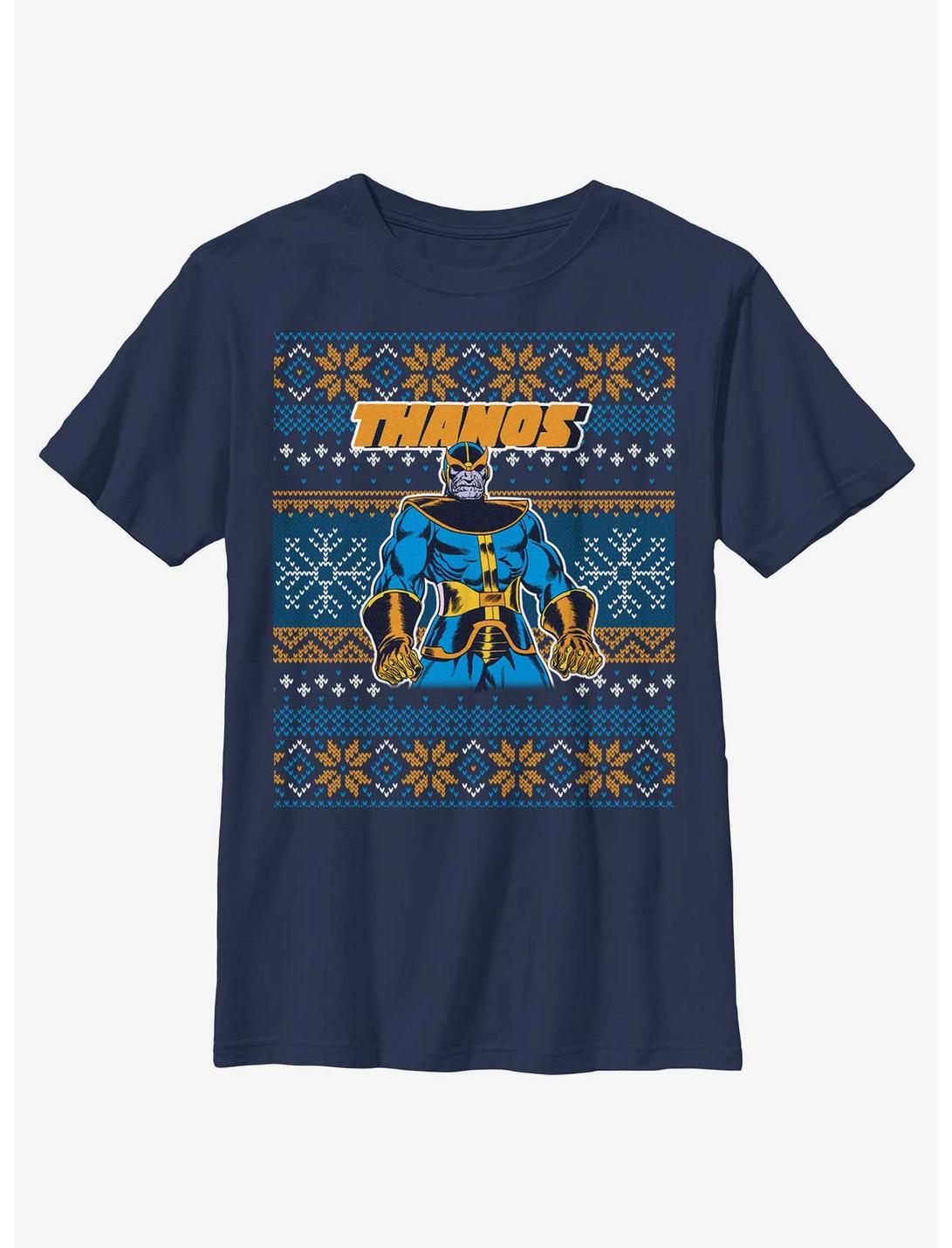 Marvel Thanos Ugly Christmas Youth T-Shirt, NAVY, hi-res