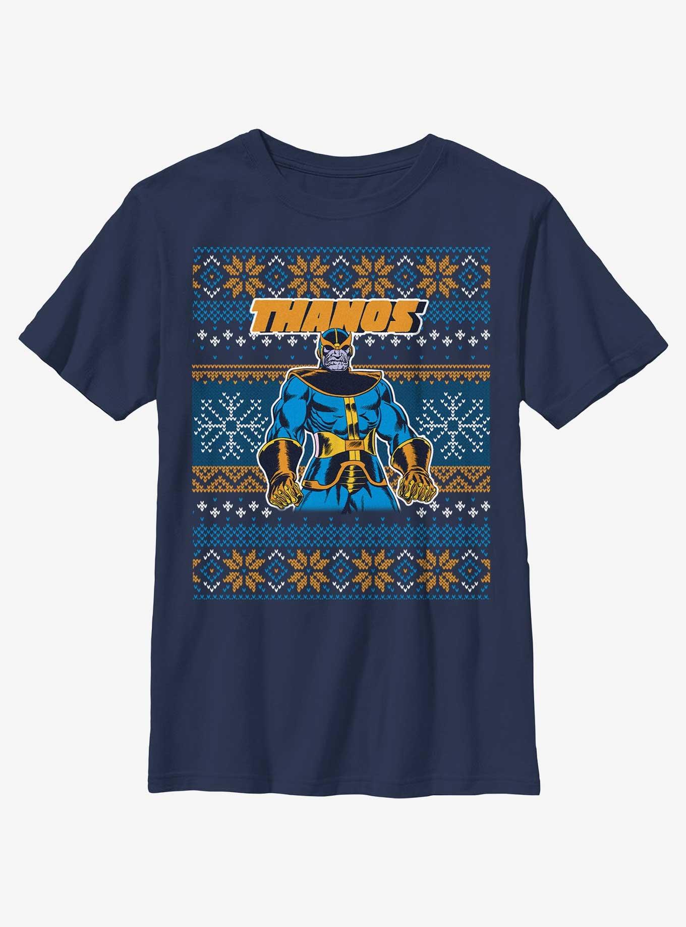 Marvel Thanos Ugly Christmas Youth T-Shirt, NAVY, hi-res