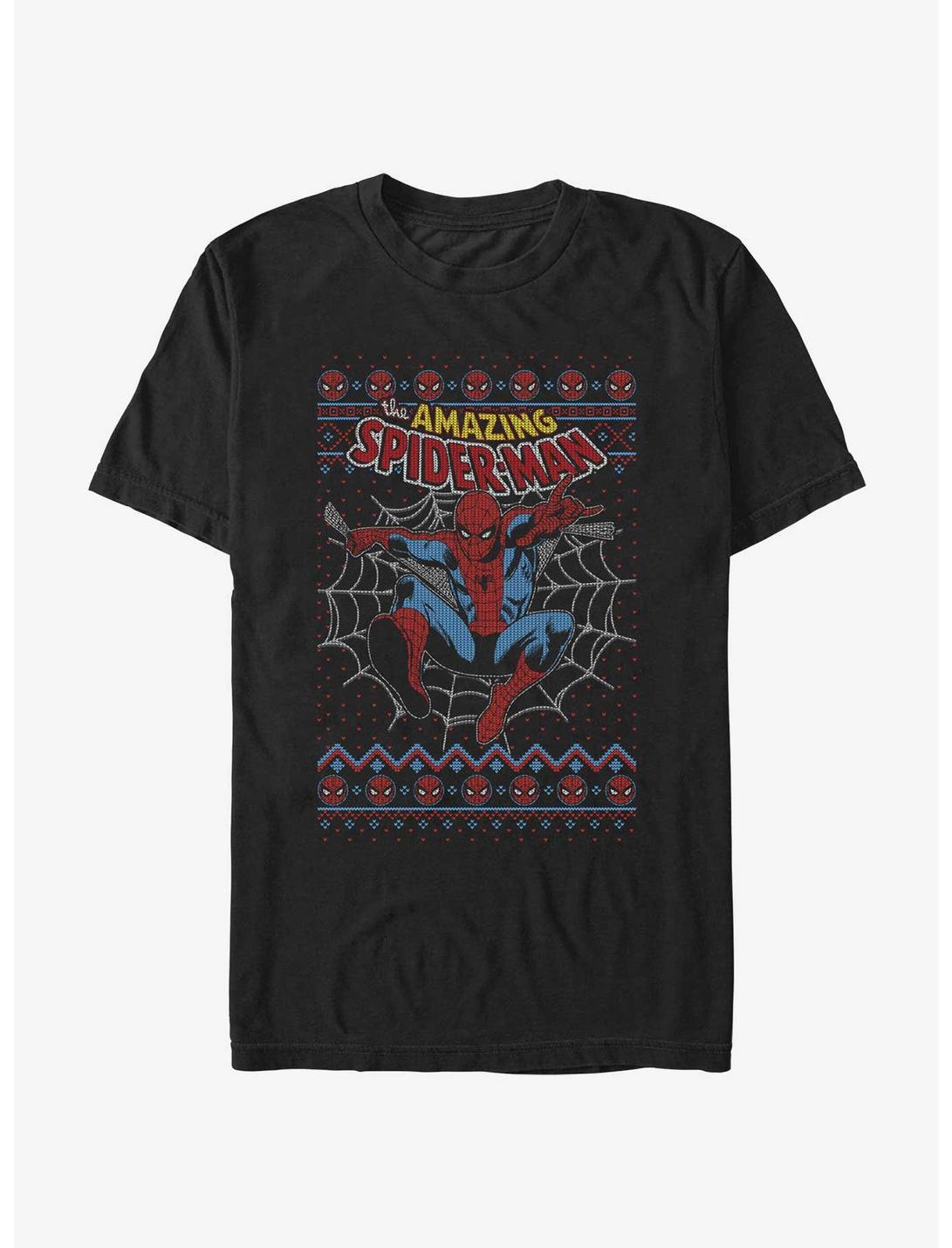 Marvel Spider-Man Web Jump Ugly Christmas T-Shirt, BLACK, hi-res