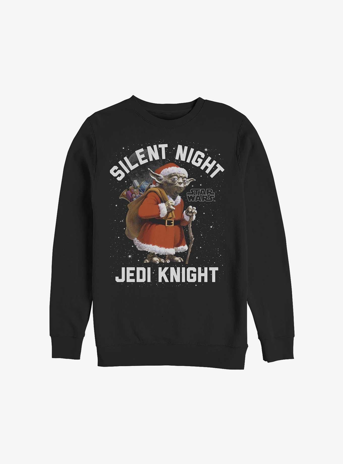 Star Wars Santa Yoda Silent Night Jedi Knight Sweatshirt, BLACK, hi-res