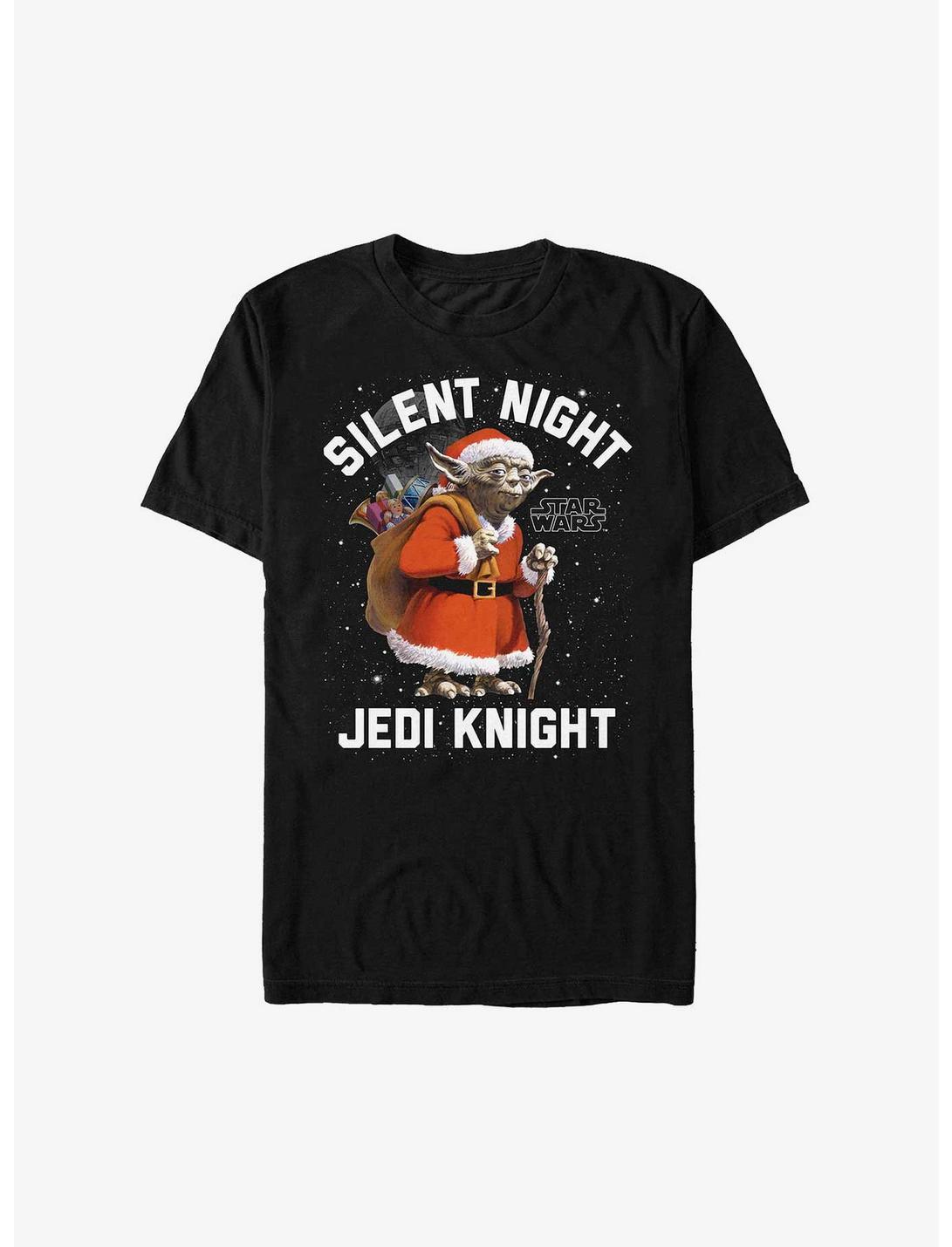 Star Wars Santa Yoda Silent Night Jedi Knight T-Shirt, BLACK, hi-res