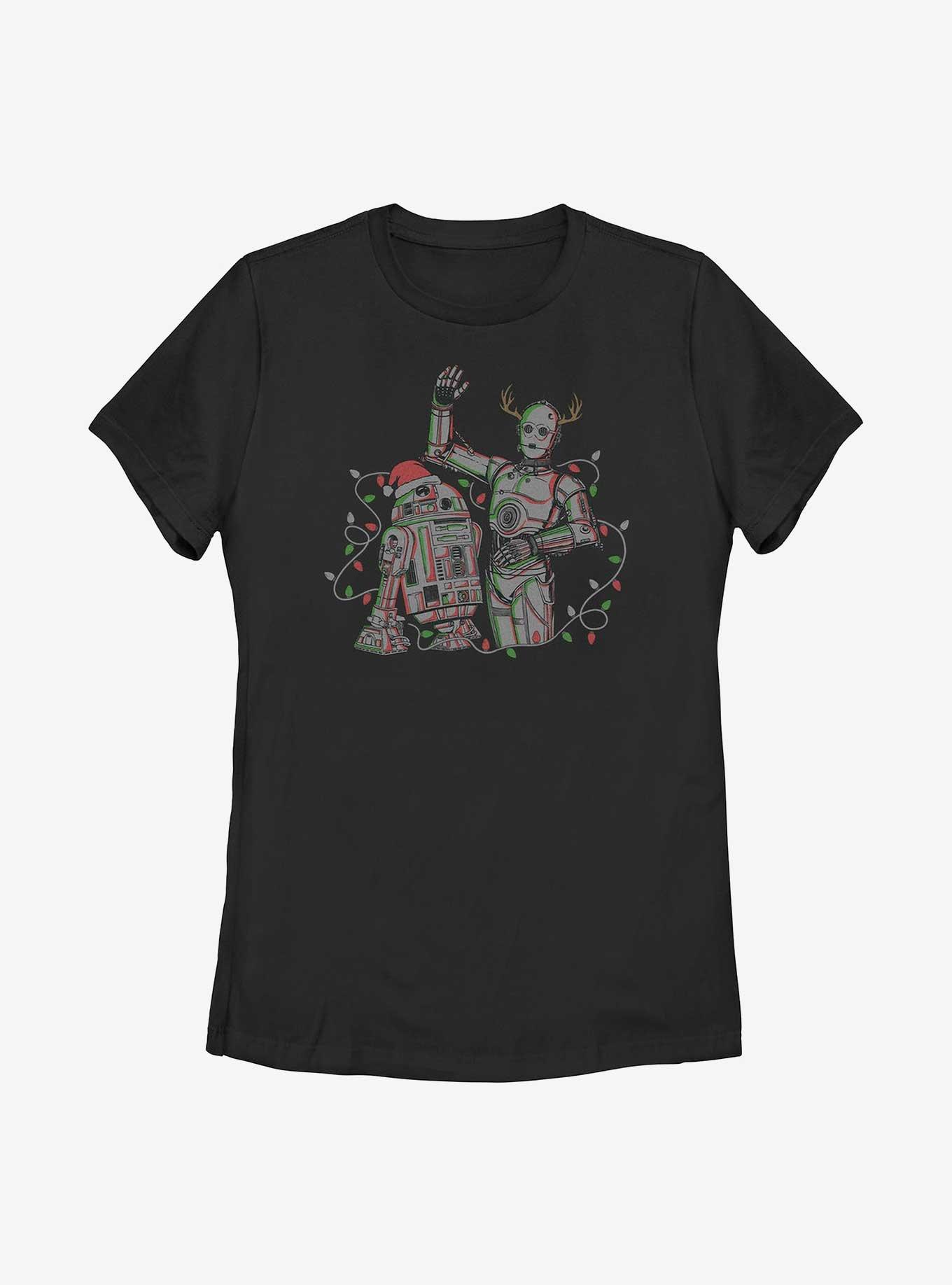Star Wars R2-D2 and C-3PO Holiday Droids Womens T-Shirt, BLACK, hi-res