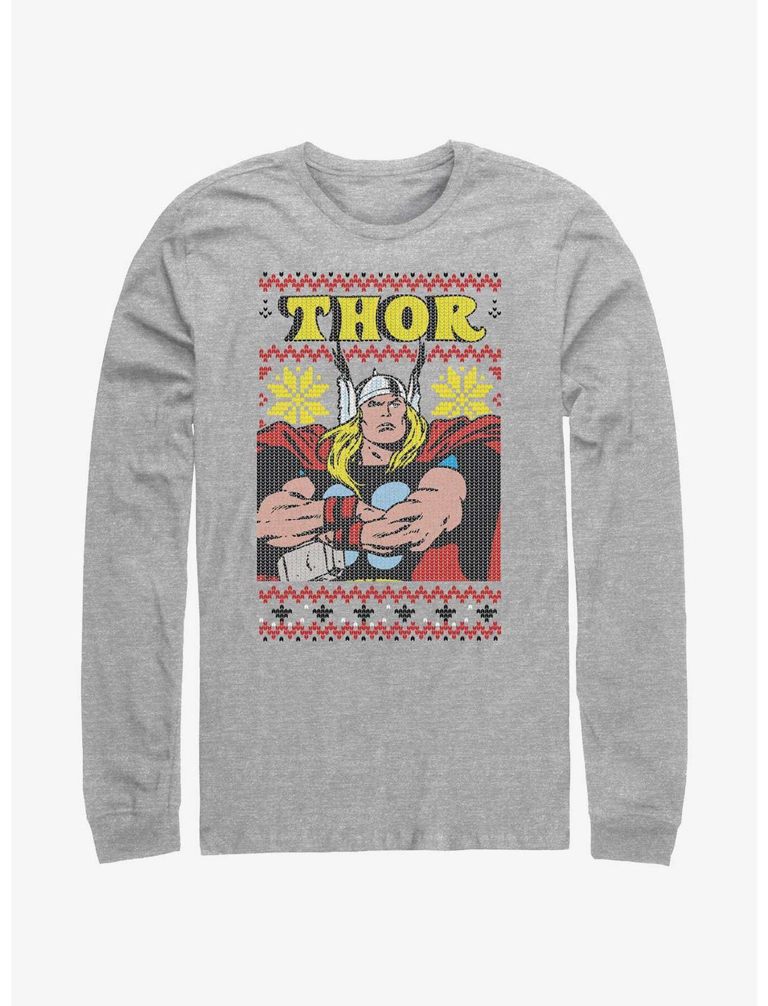 Marvel Thor Asgardian Ugly Christmas Long-Sleeve T-Shirt, ATH HTR, hi-res
