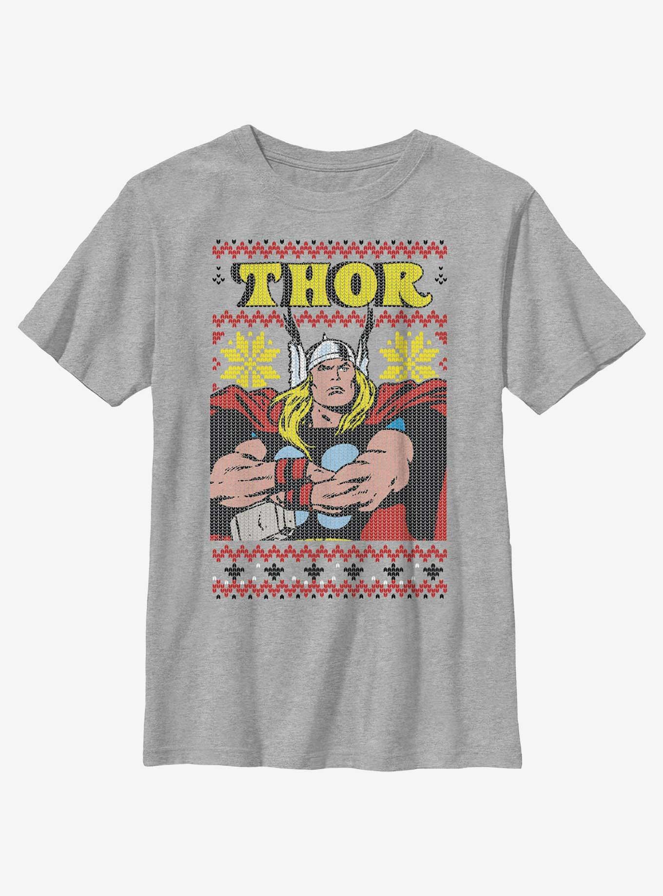 Marvel Thor Asgardian Ugly Christmas Youth T-Shirt, ATH HTR, hi-res view 1