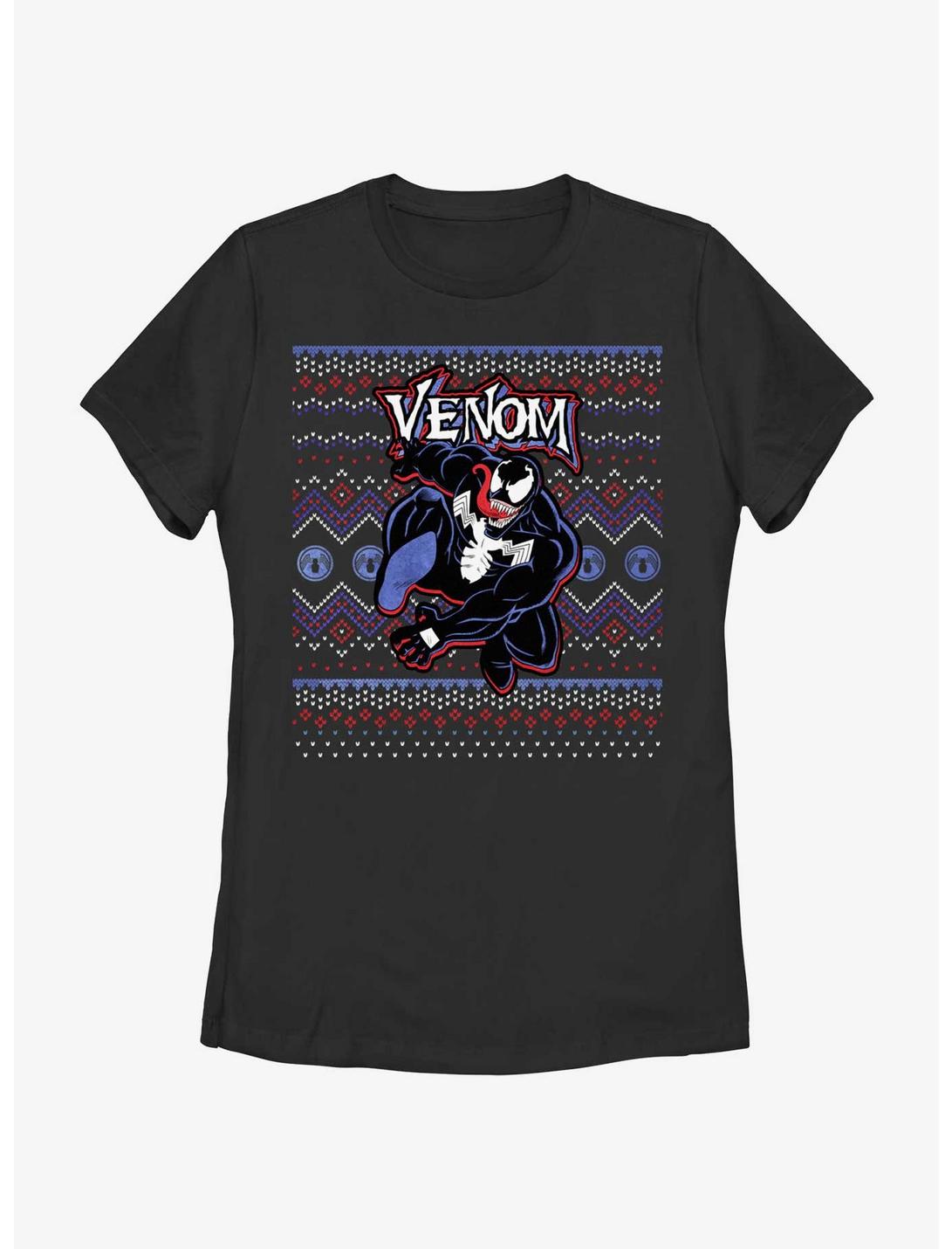 Marvel Venom Venomous Ugly Christmas Womens T-Shirt, BLACK, hi-res