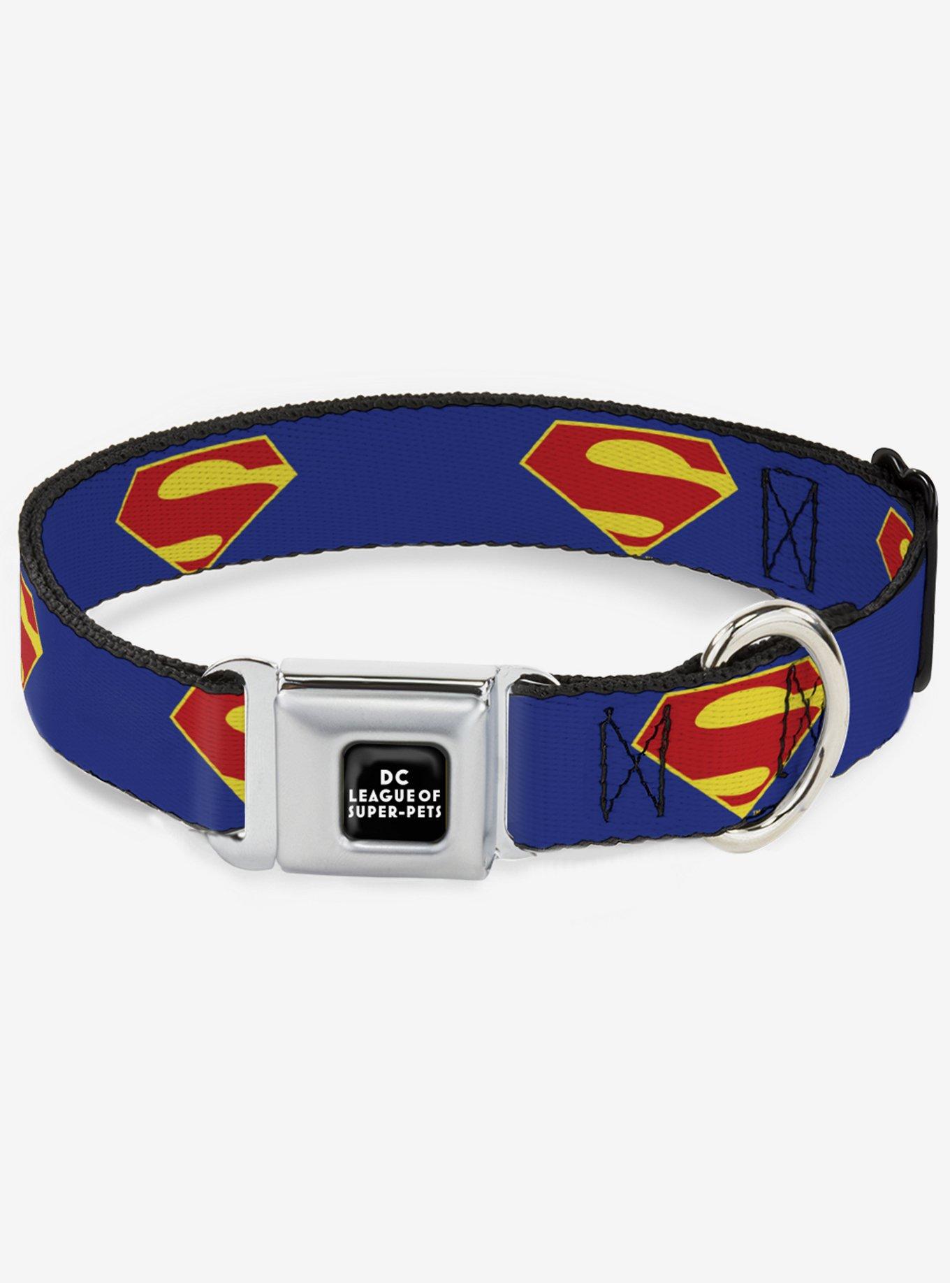 DC League Of Super-Pets Superman Shield Logo Seatbelt Buckle Pet Collar, , hi-res