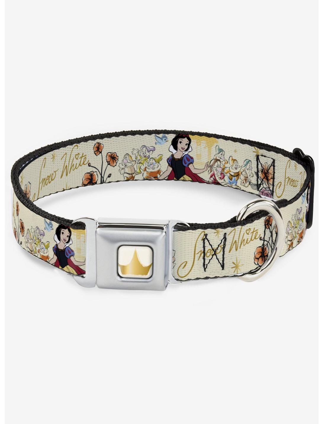 Disney Snow White And The Seven Dwarfs With Script And Flowers Seatbelt Buckle Pet Collar, MULTI, hi-res