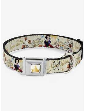 Disney Snow White And The Seven Dwarfs With Script And Flowers Seatbelt Buckle Pet Collar, , hi-res