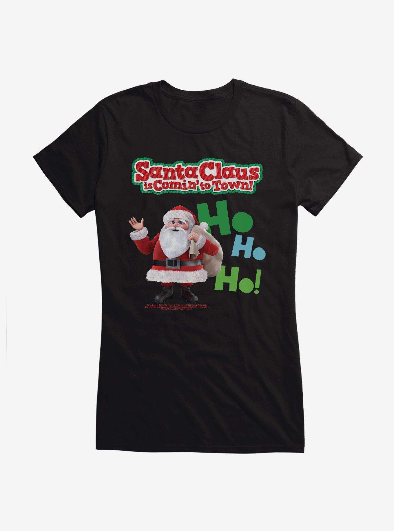 Santa Claus Is Comin' To Town! Ho Ho Ho! Santa Claus Girls T-Shirt, , hi-res
