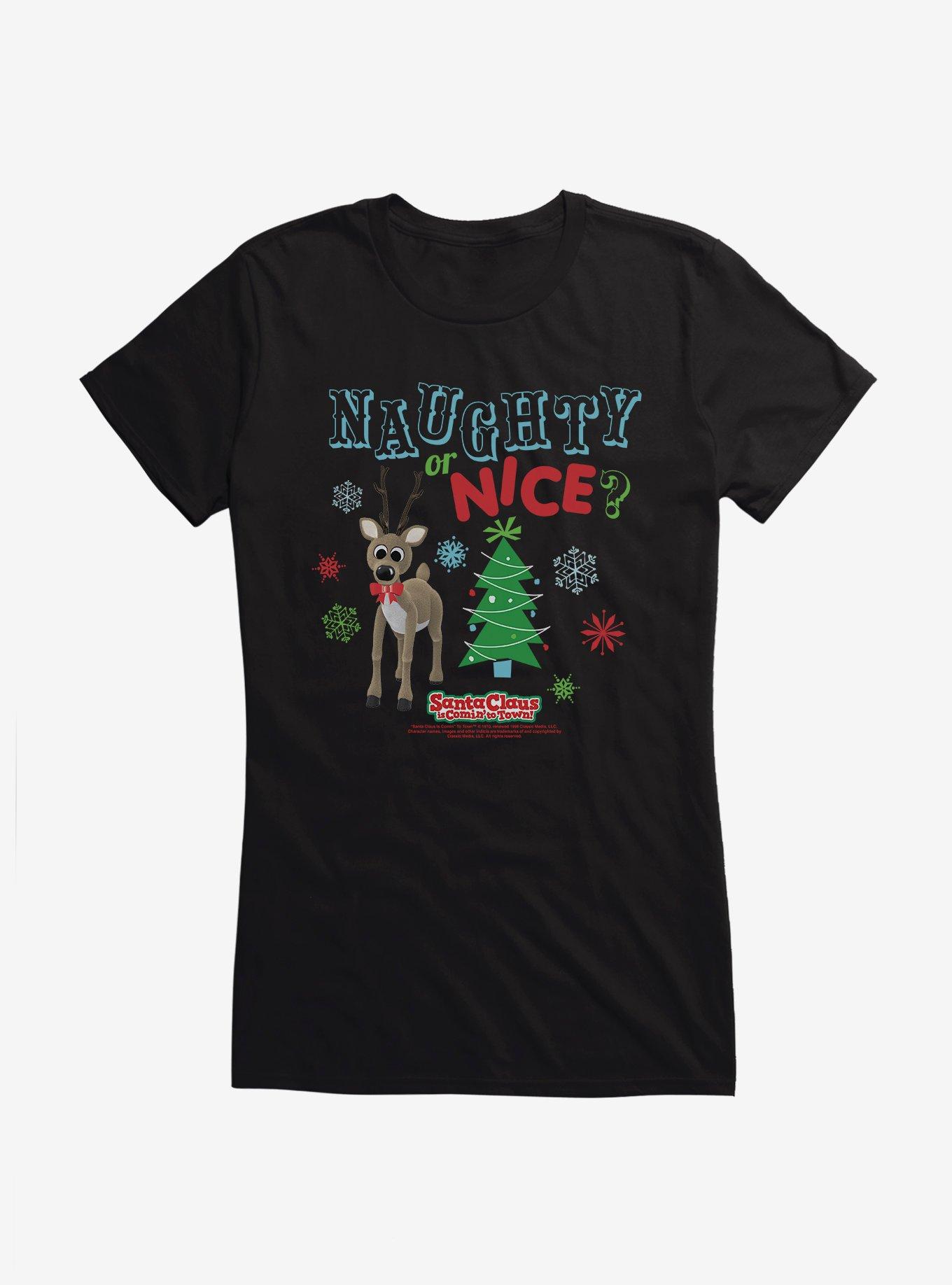 Santa Claus Is Comin' To Town! Naughty Or Nice? Girls T-Shirt, , hi-res