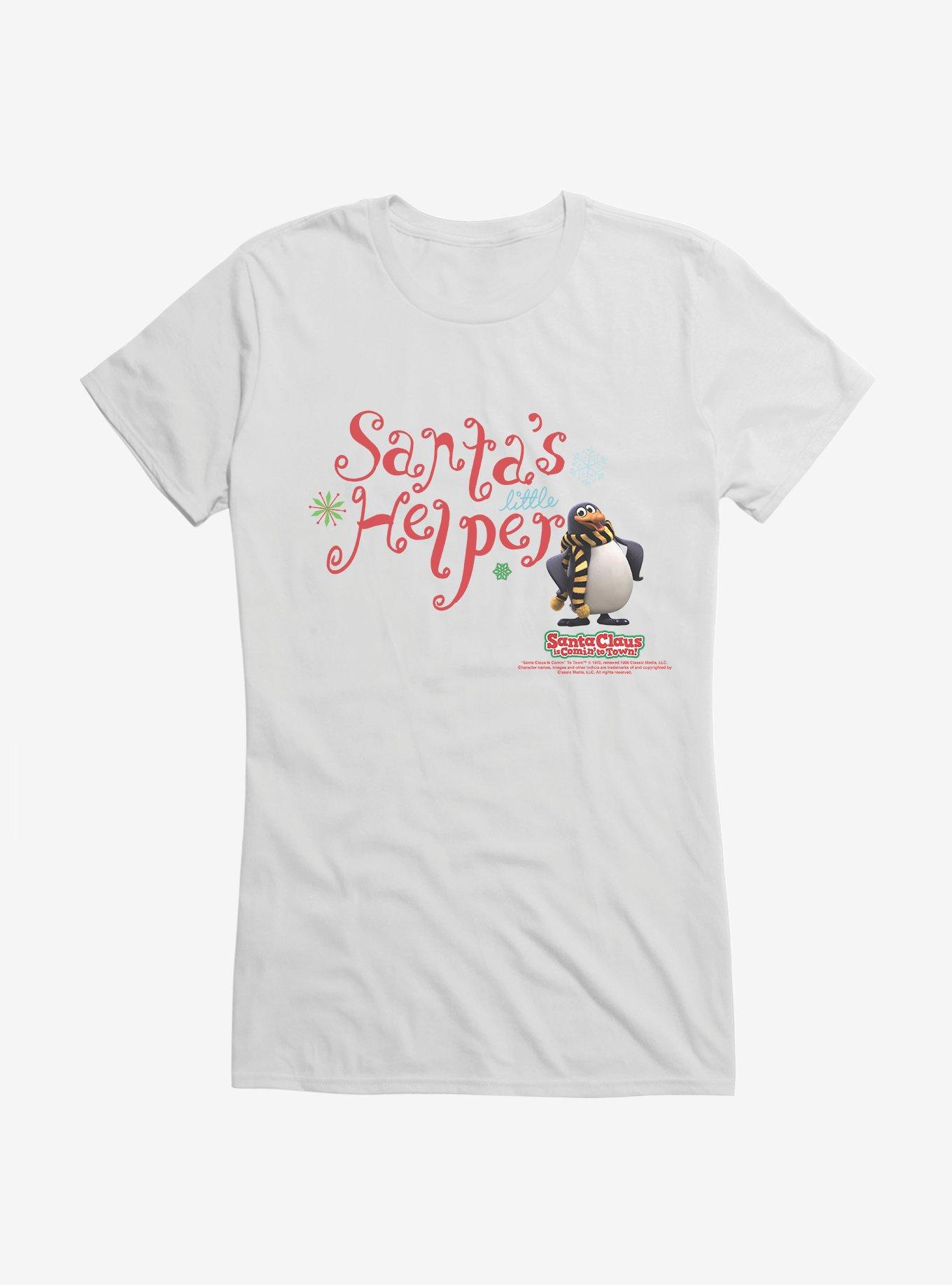 Santa Claus Is Comin' To Town! Santa's Little Helper Girls T-Shirt, WHITE, hi-res view 1