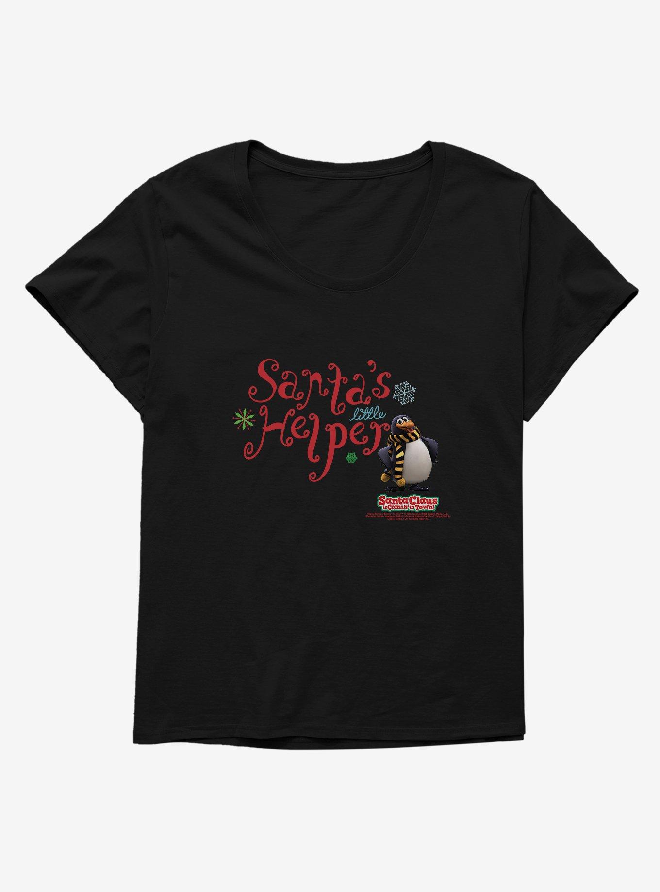 Santa Claus Is Comin' To Town! Santa's Little Helper Girls T-Shirt Plus Size, , hi-res