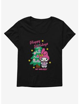 Plus Size My Melody Happy Holidays Christmas Tree Womens T-Shirt Plus Size, , hi-res