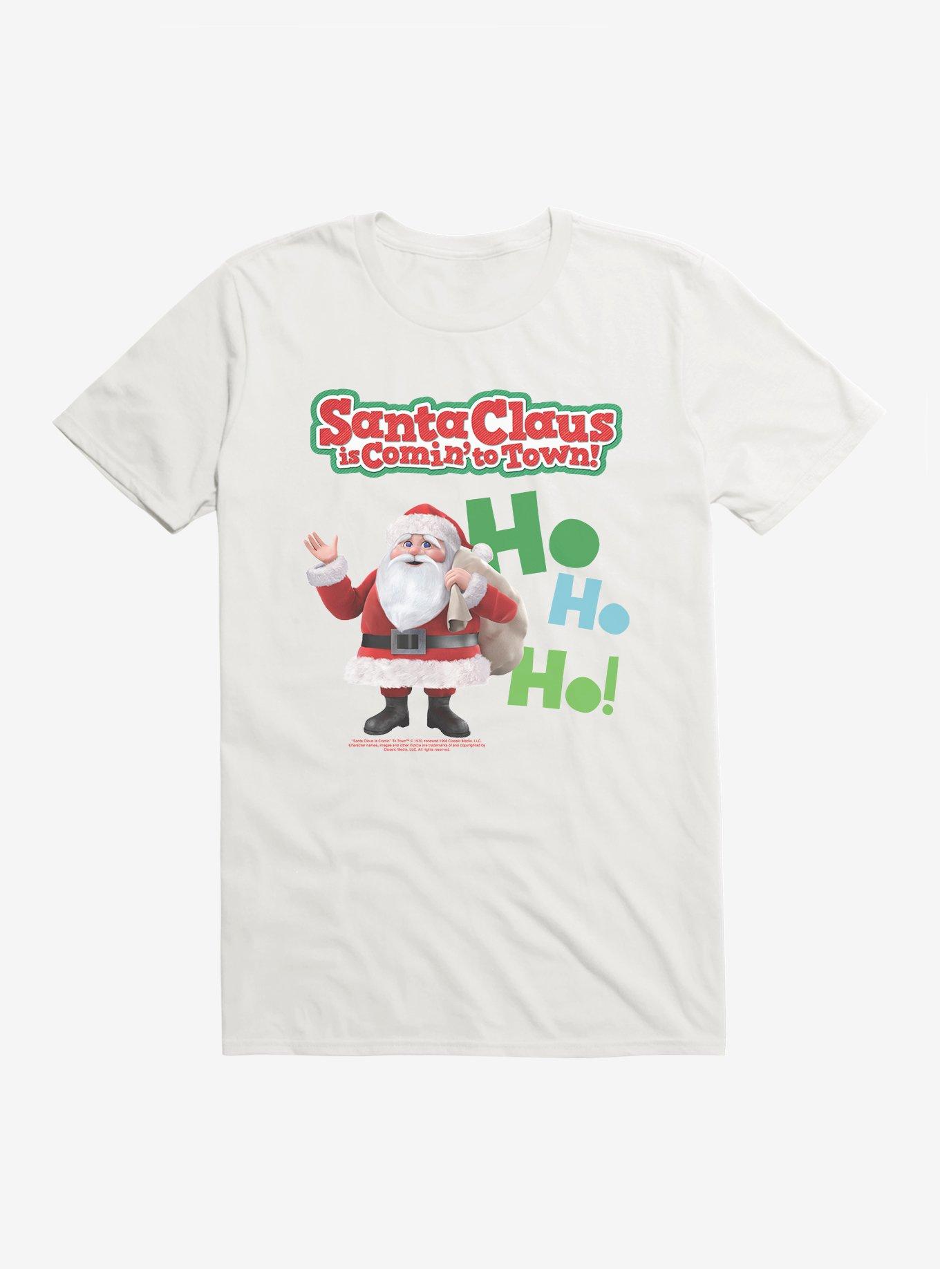Santa Claus Is Comin' To Town! Ho Ho Ho! Santa Claus T-Shirt, WHITE, hi-res view 1