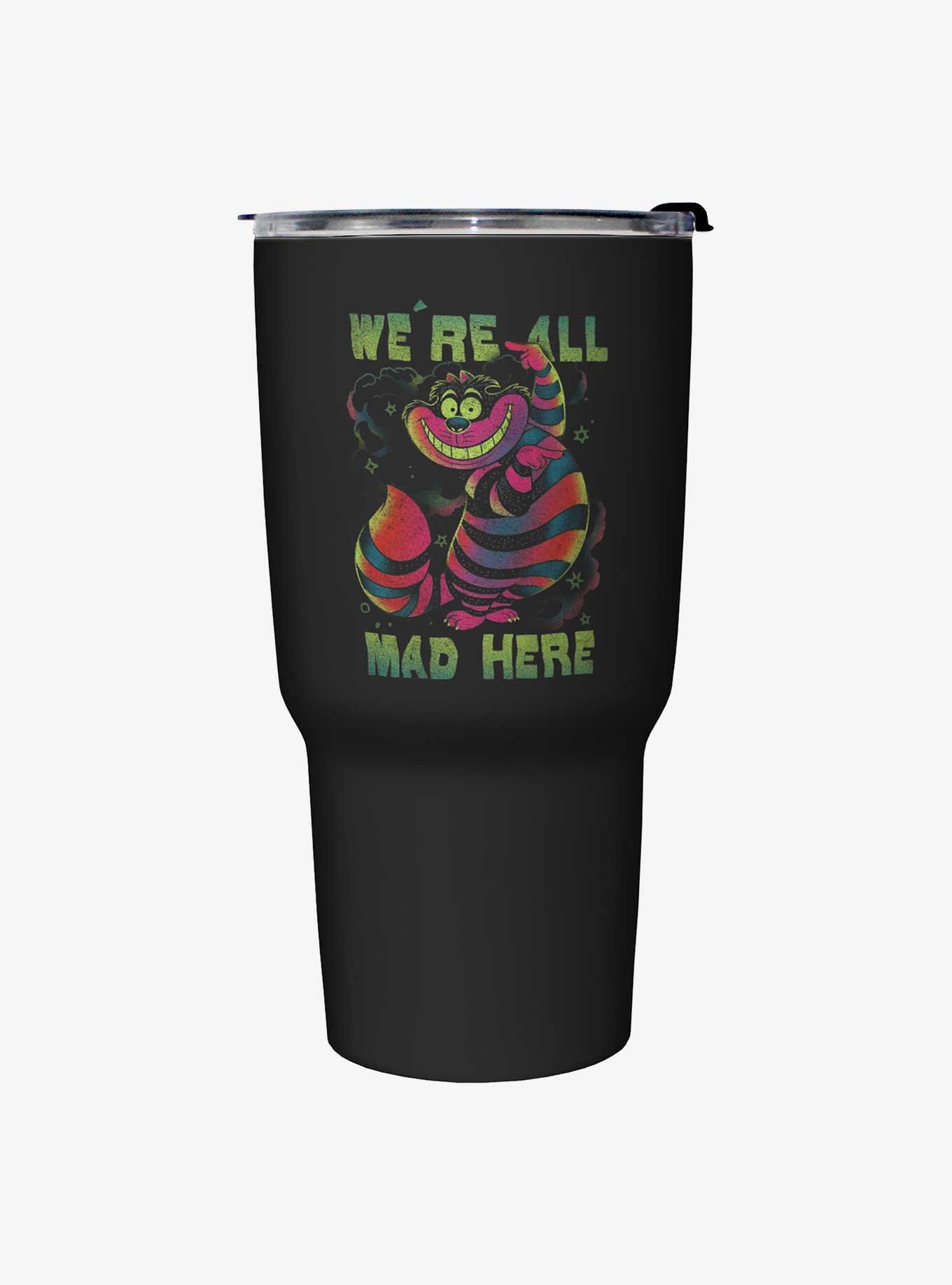 Disney Alice In Wonderland Cheshire We're All Mad Here Travel Mug, , hi-res