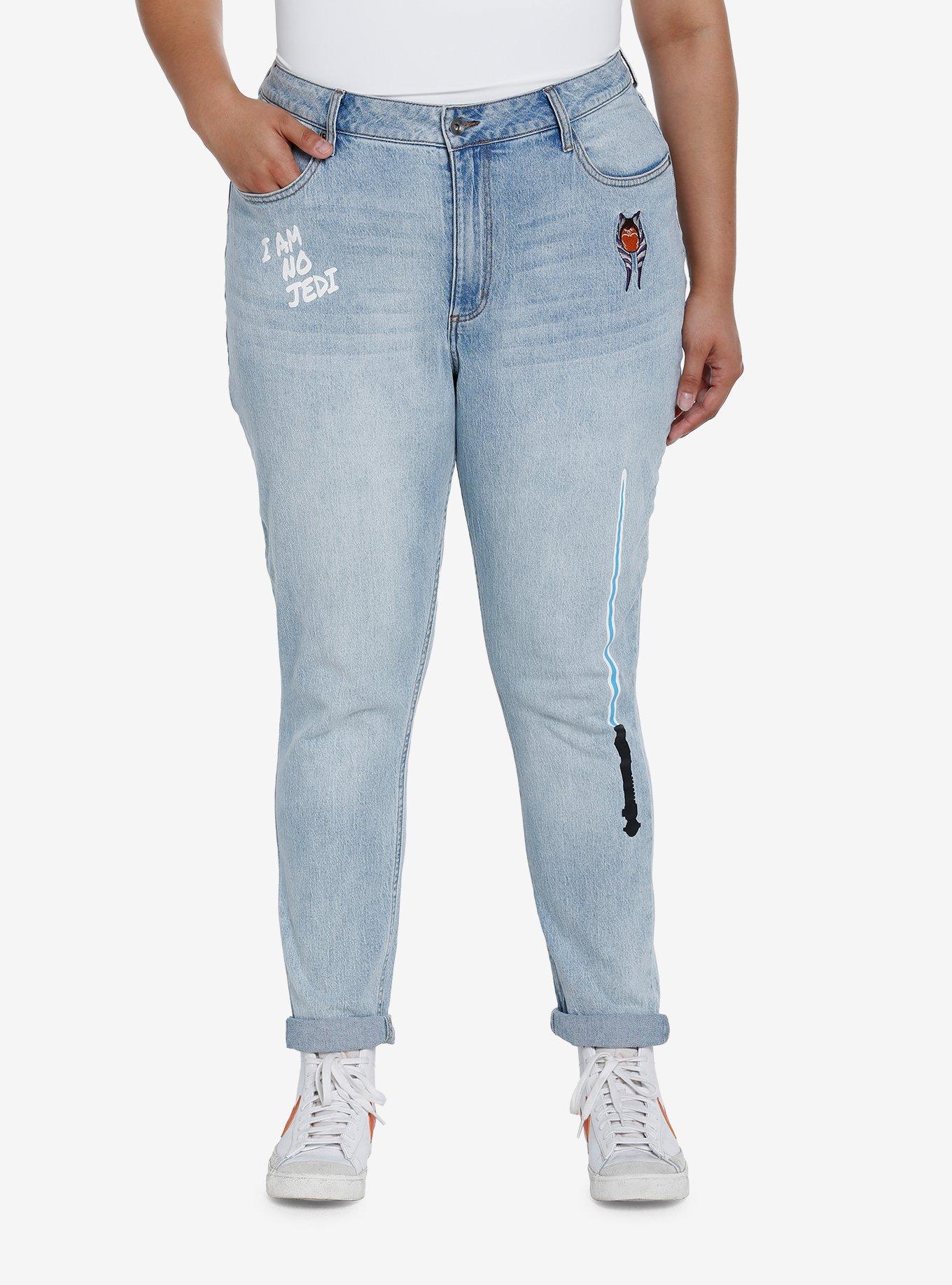 Her Universe Star Wars Ahsoka Mom Jeans Plus Size Her Universe Exclusive, BLUE, hi-res