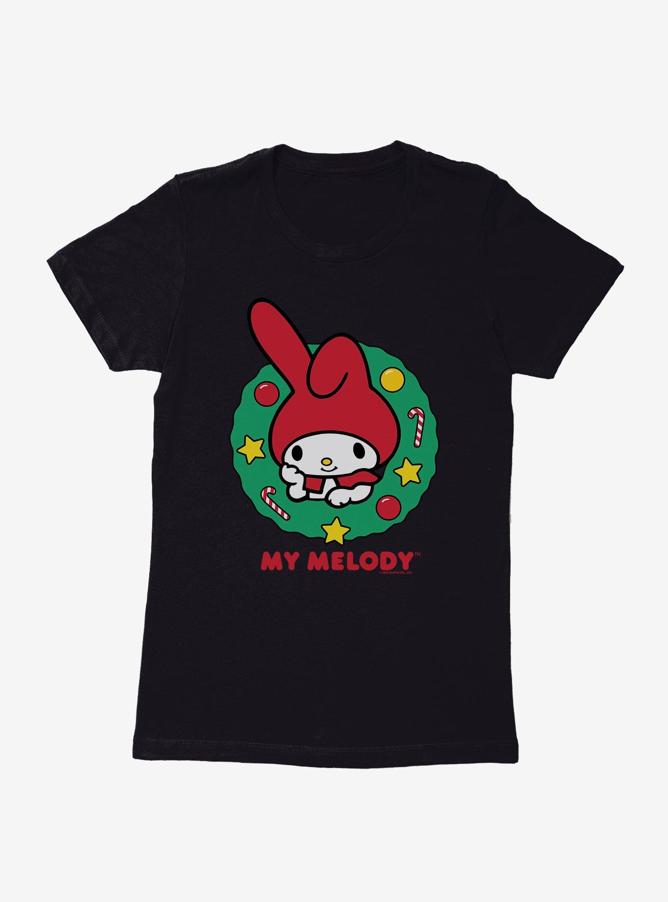 My Melody Happy Holidays Christmas Wreath Womens T-Shirt, , hi-res