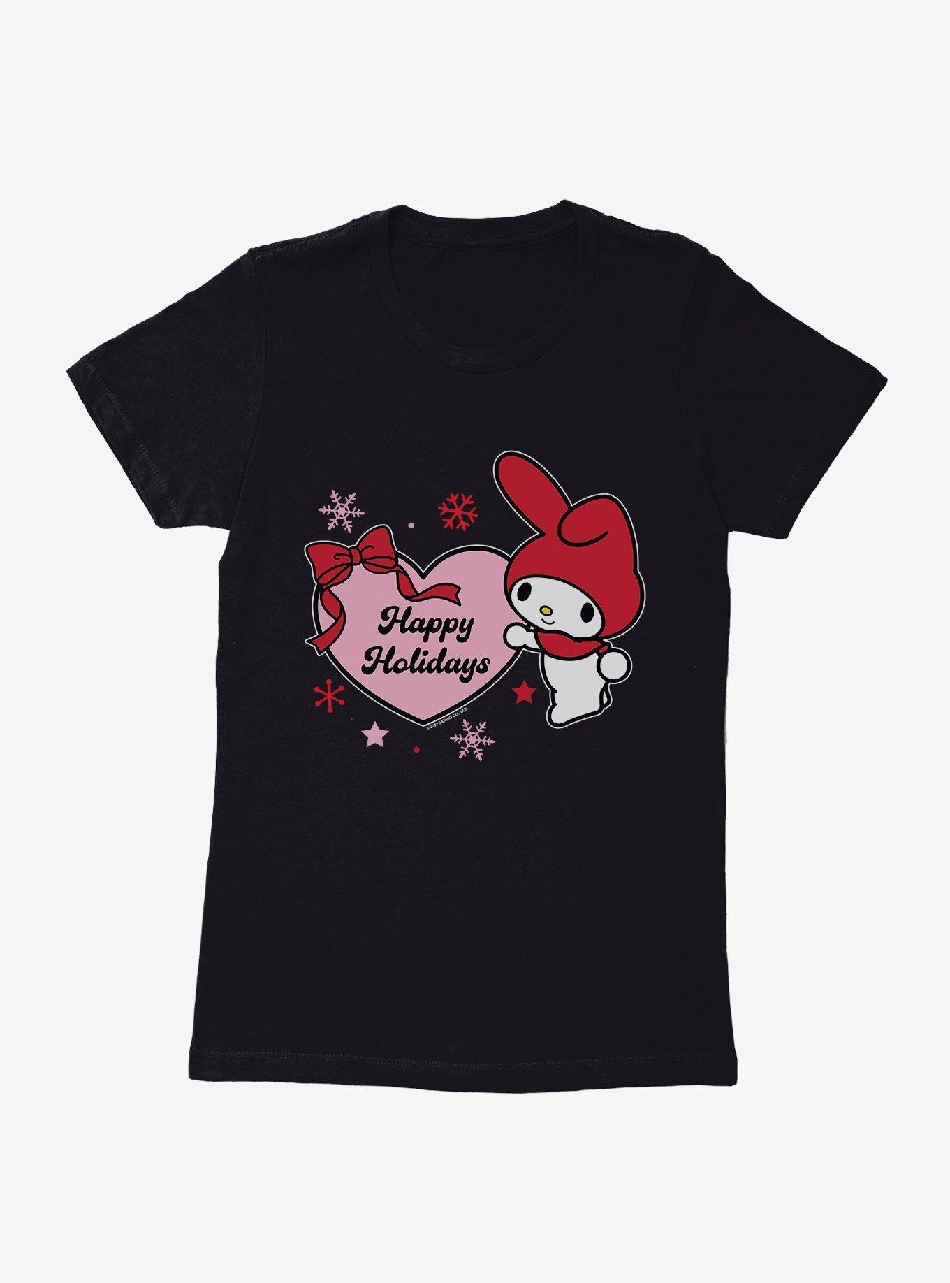 My Melody Happy Holidays Heart Womens T-Shirt, , hi-res