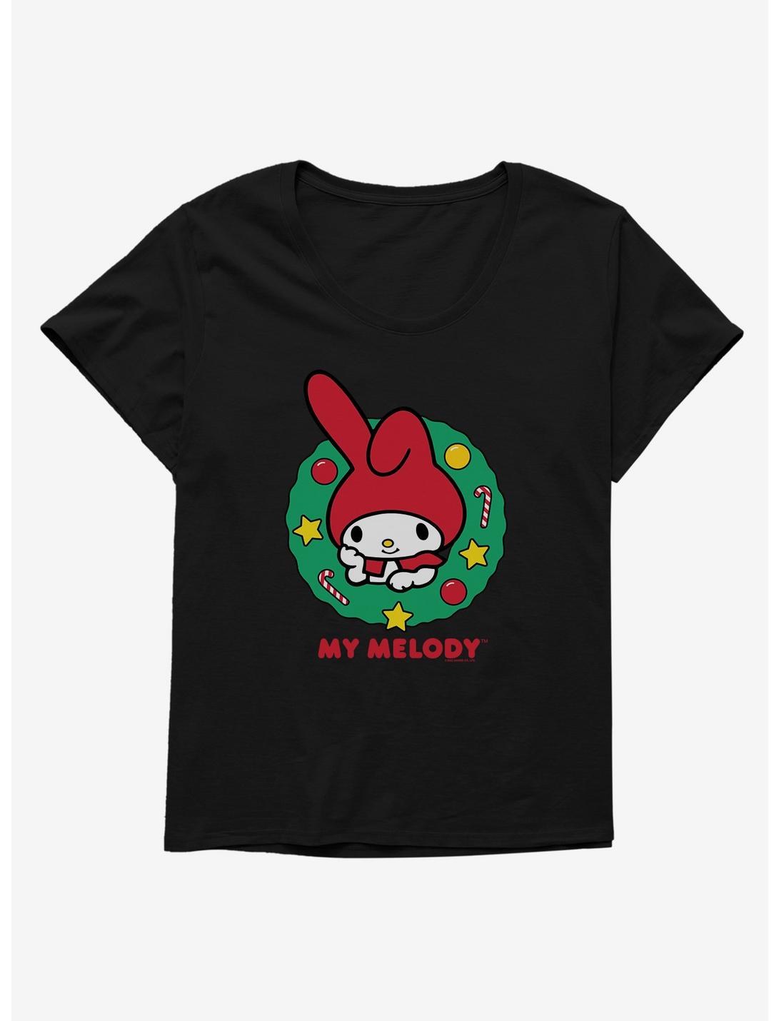 My Melody Happy Holidays Christmas Wreath Womens T-Shirt Plus Size, , hi-res