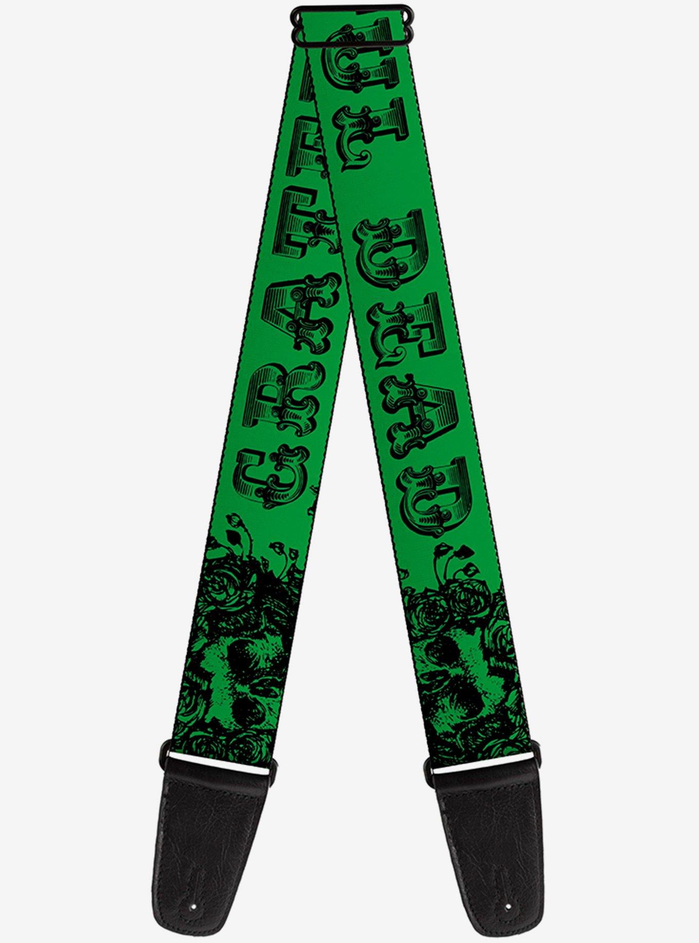 Grateful Dead Skull Roses Green Guitar Strap, , hi-res