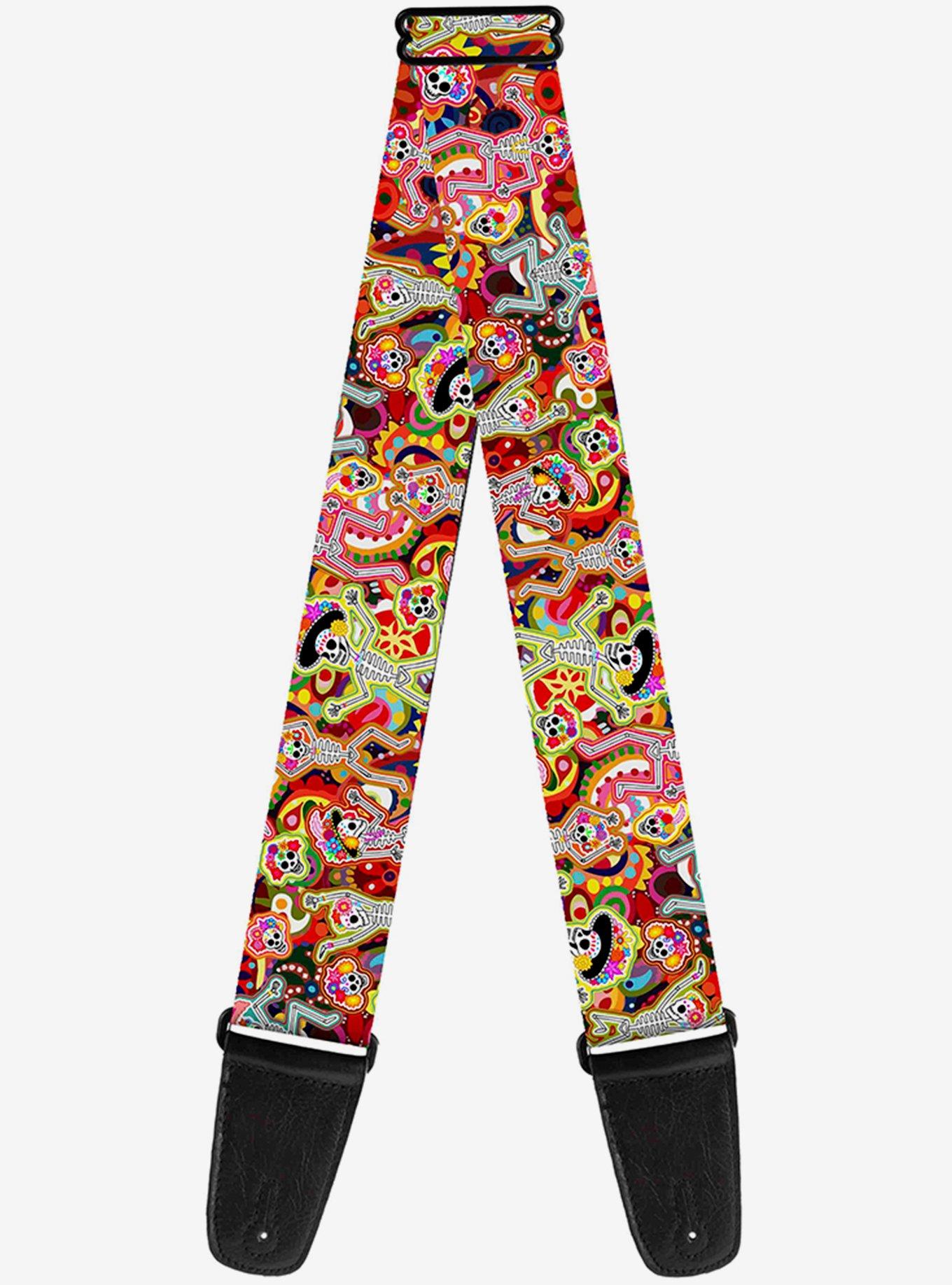 Dancing Catrinas Collage Multi Color Guitar Strap, , hi-res