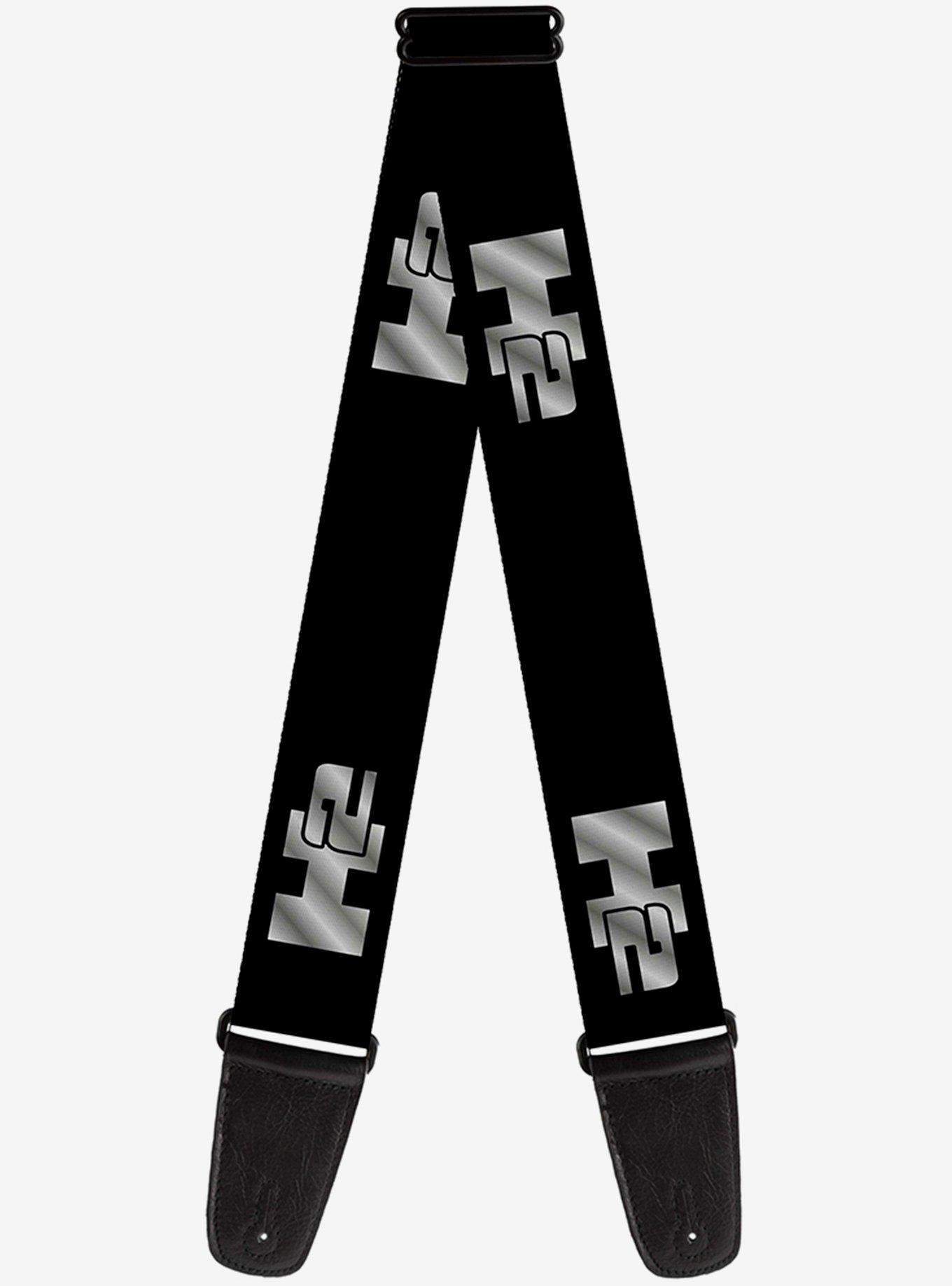 H2 Black Silver Logo Repeat Guitar Strap, , hi-res