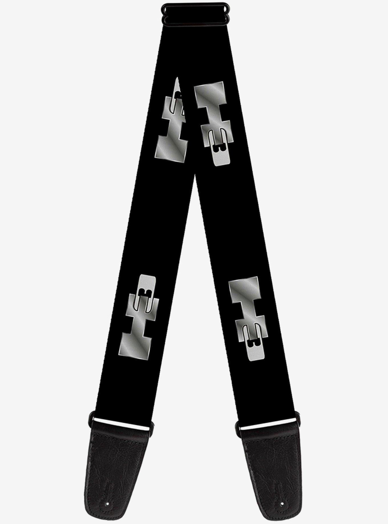 H3 Black Silver Logo Repeat Guitar Strap, , hi-res