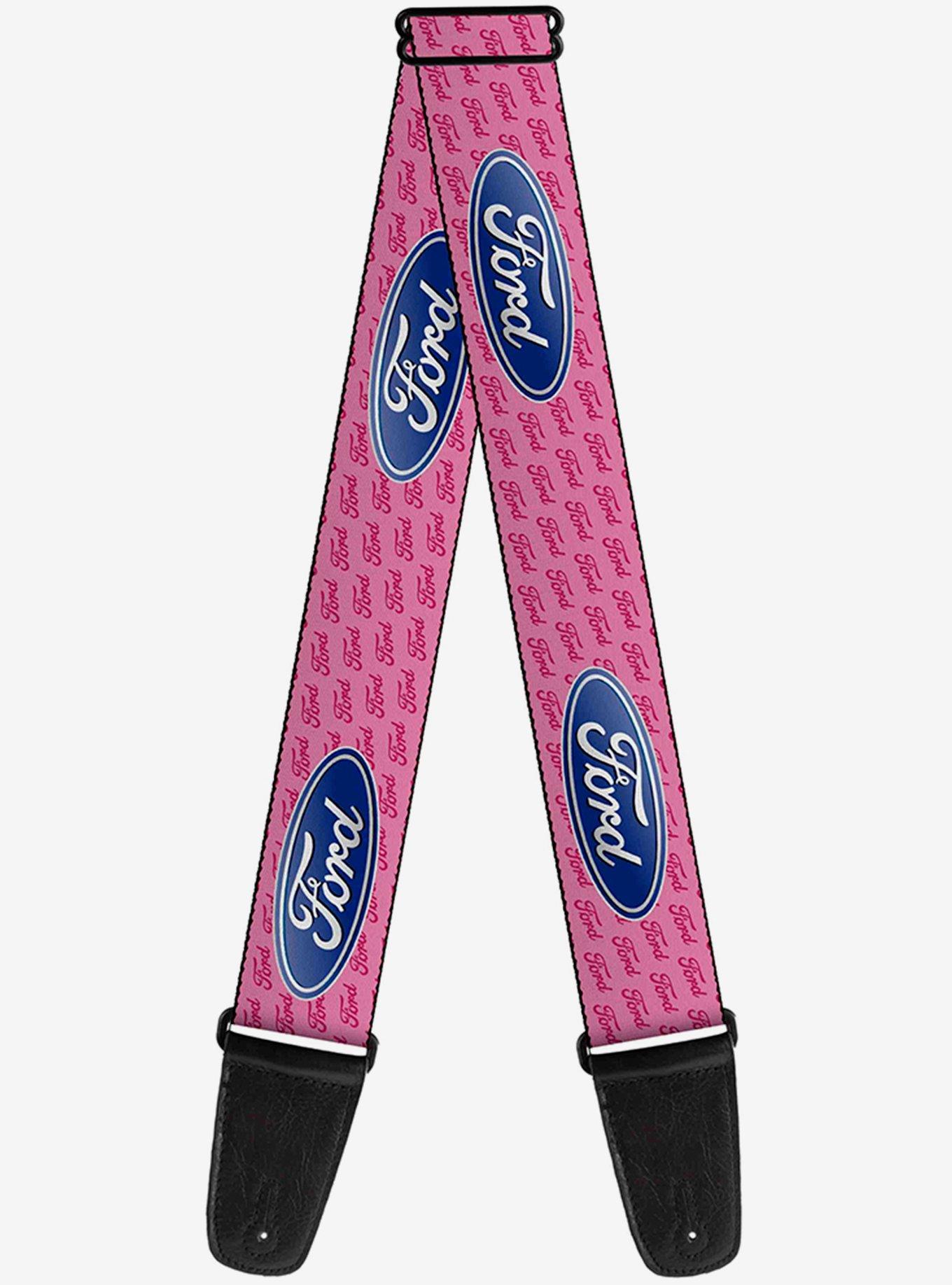 Ford Oval Text Pink Repeat Guitar Strap, , hi-res