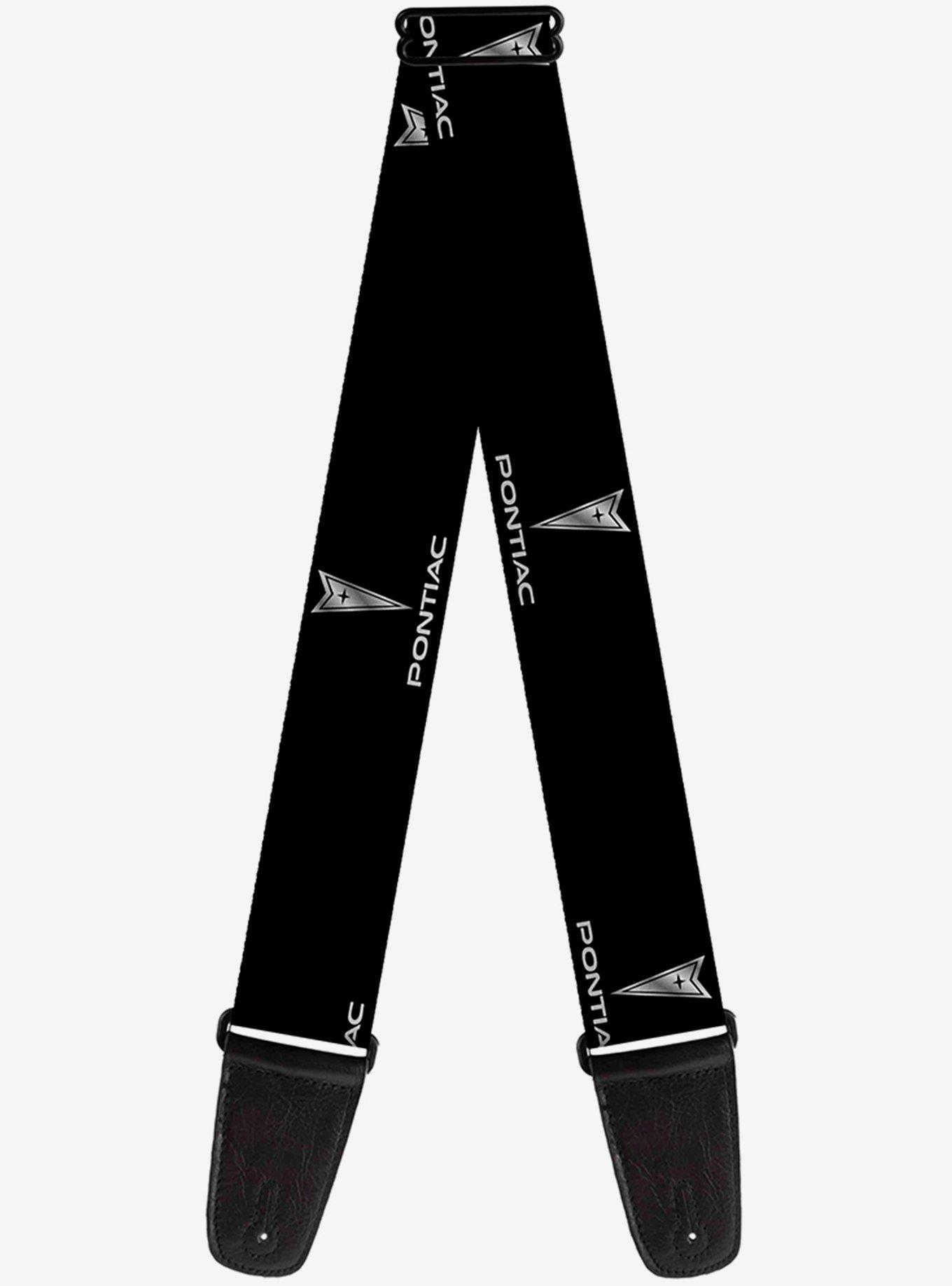 Pontiac Black Silver Logo Repeat Guitar Strap, , hi-res
