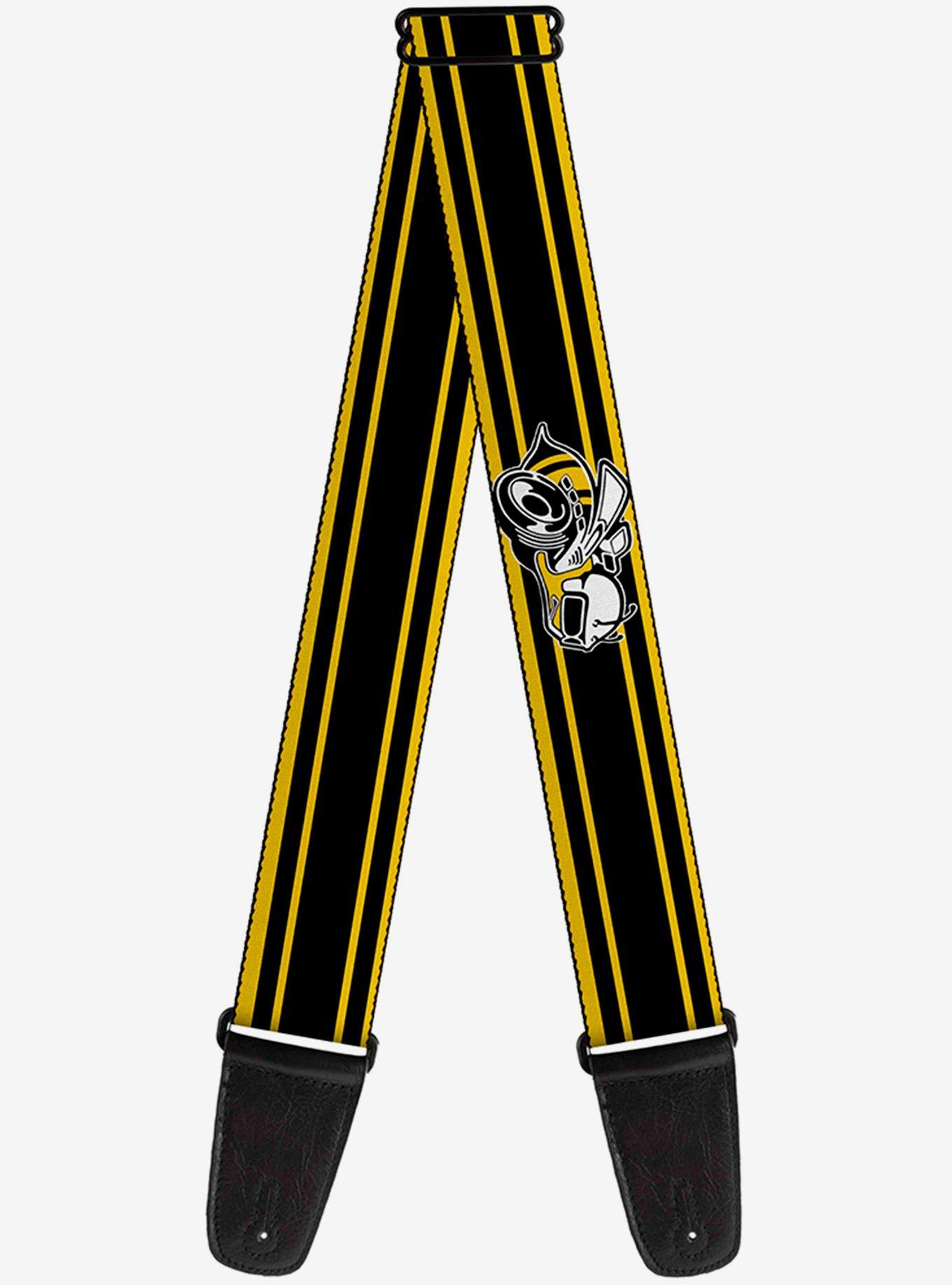 Super Bee Logo Black Yellow White Guitar Strap, , hi-res